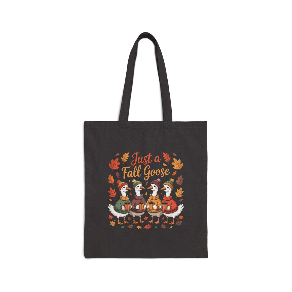 Fall Goose Cotton Tote Bag — "Just a Fall Goose" Autumn Leaves Reusable Shopper