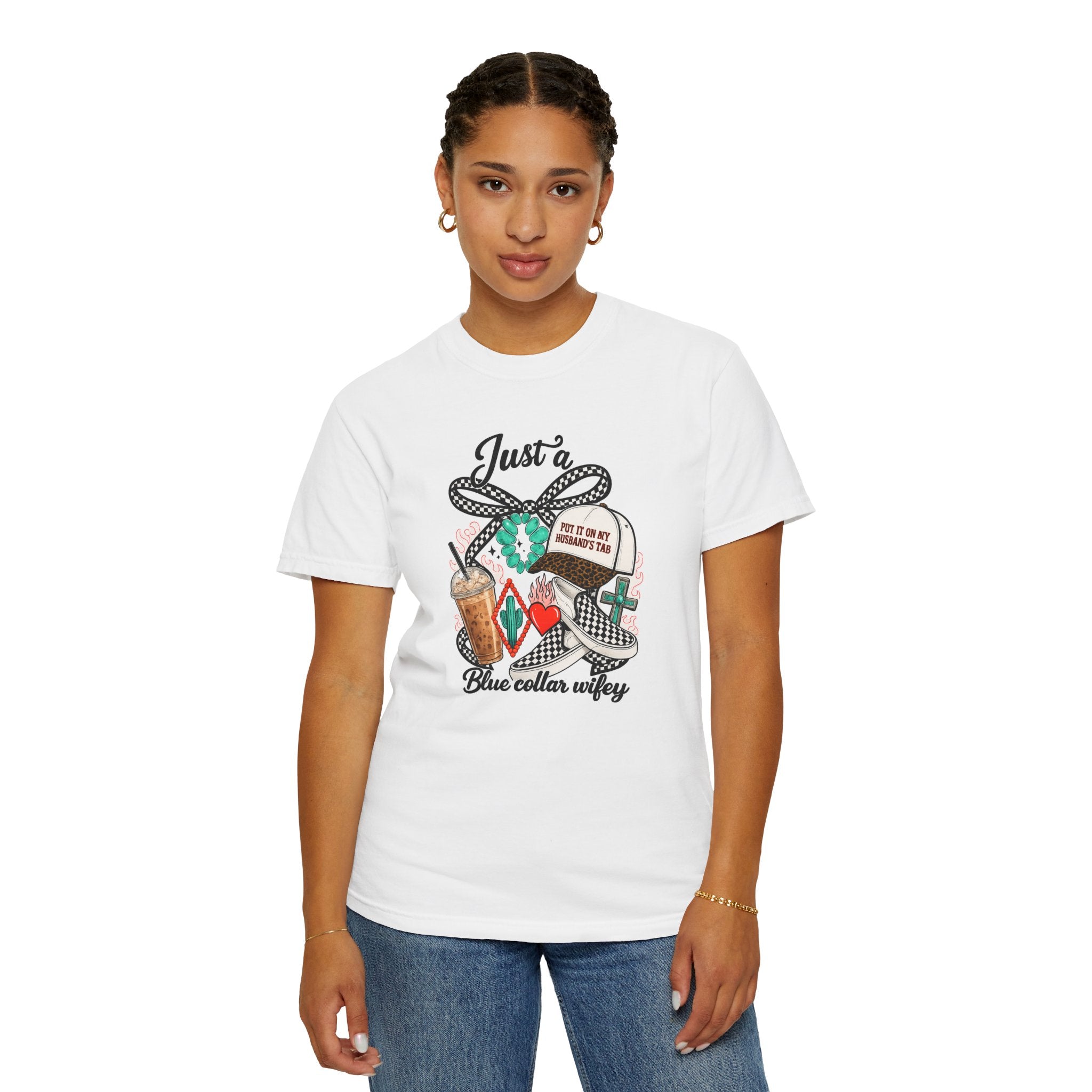 Blue Collar Wifey T-Shirt — "Just a Blue Collar Wifey" Graphic Tee