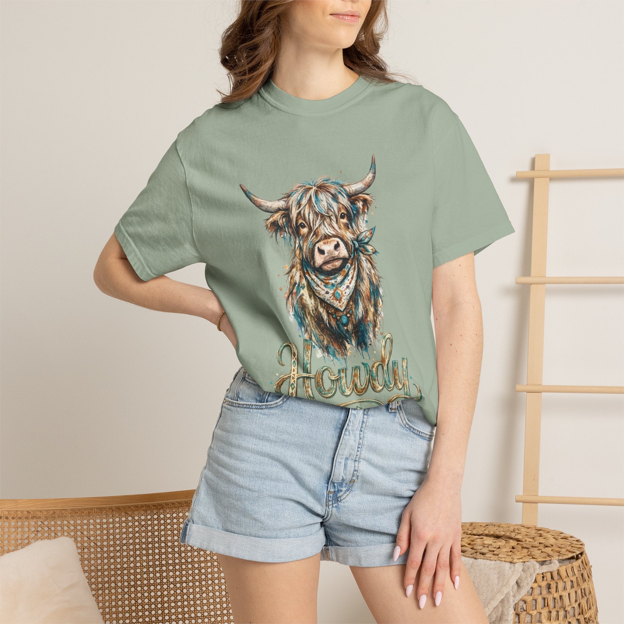 Howdy Highland Cow T-Shirt — Rustic Western Cow Graphic Tee