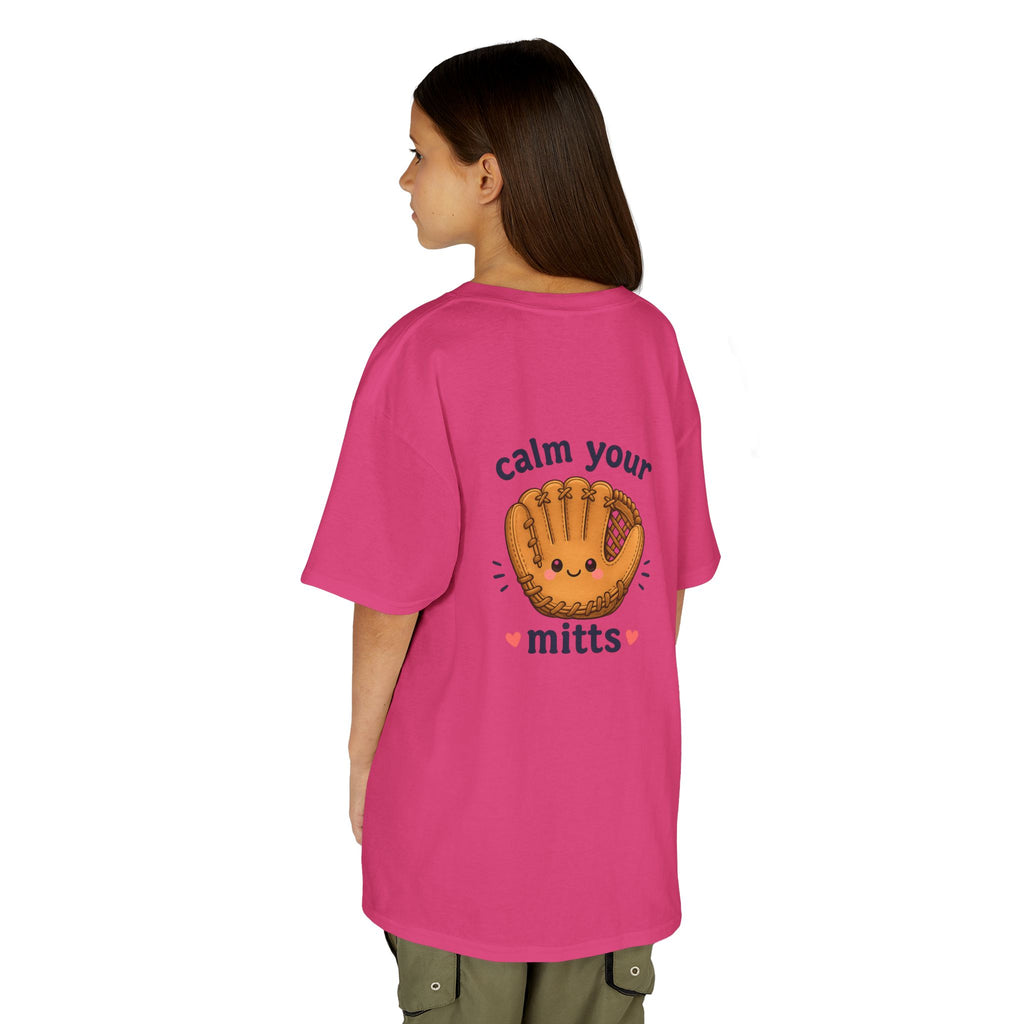 Kids T-Shirt — “Calm Your Mitts” Cute Baseball Glove Tee