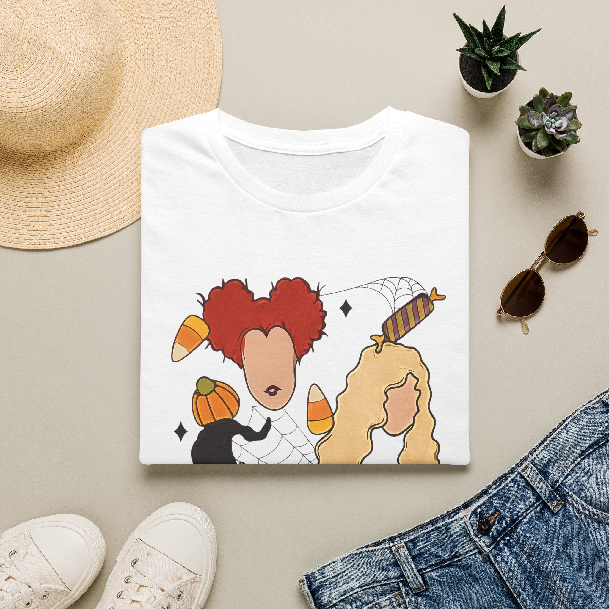 Halloween Sanderson Sisters T-Shirt – Witches Trio Pumpkin Candy Corn Design