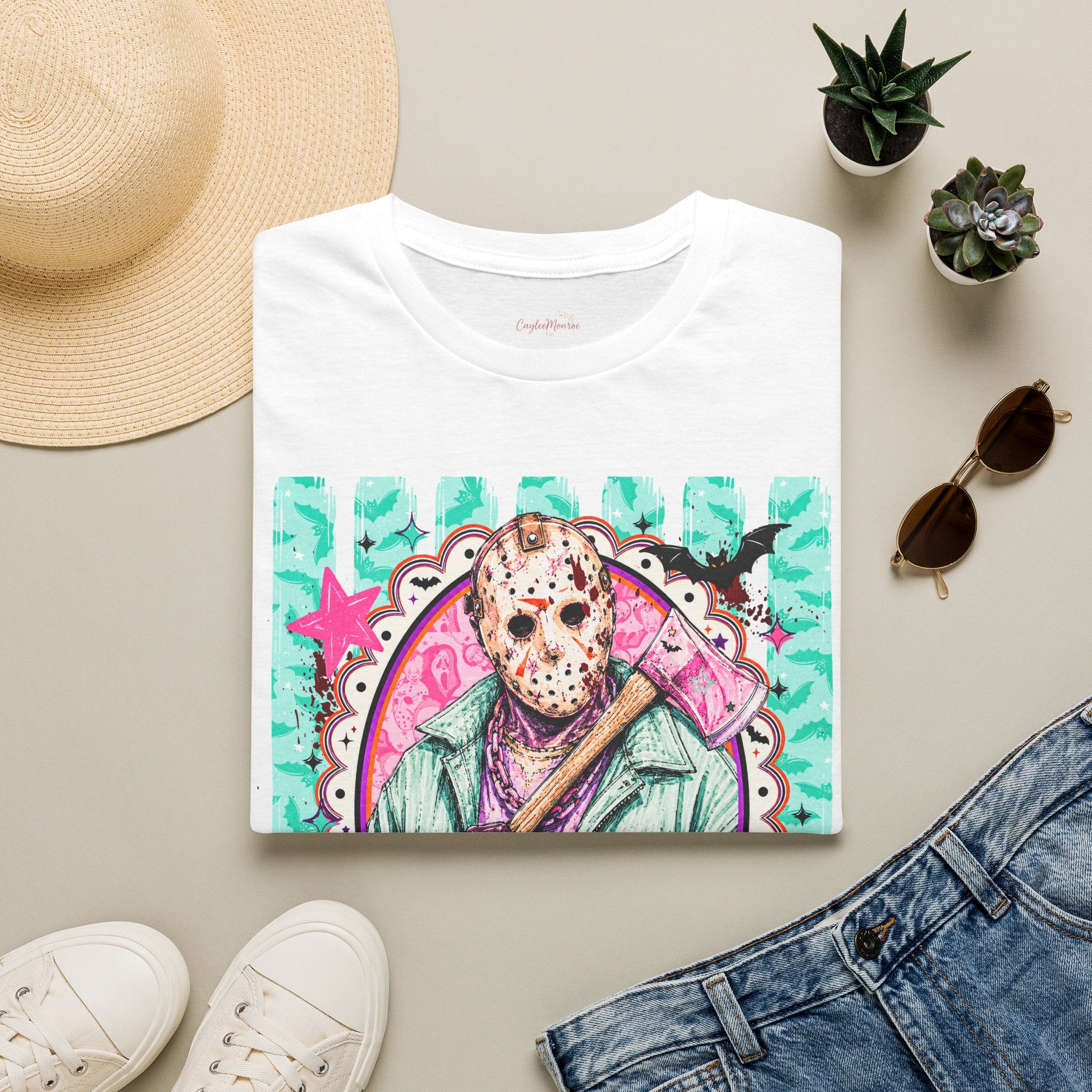 Jason Voorhees Graphic T-Shirt — Retro Pastel Horror Design