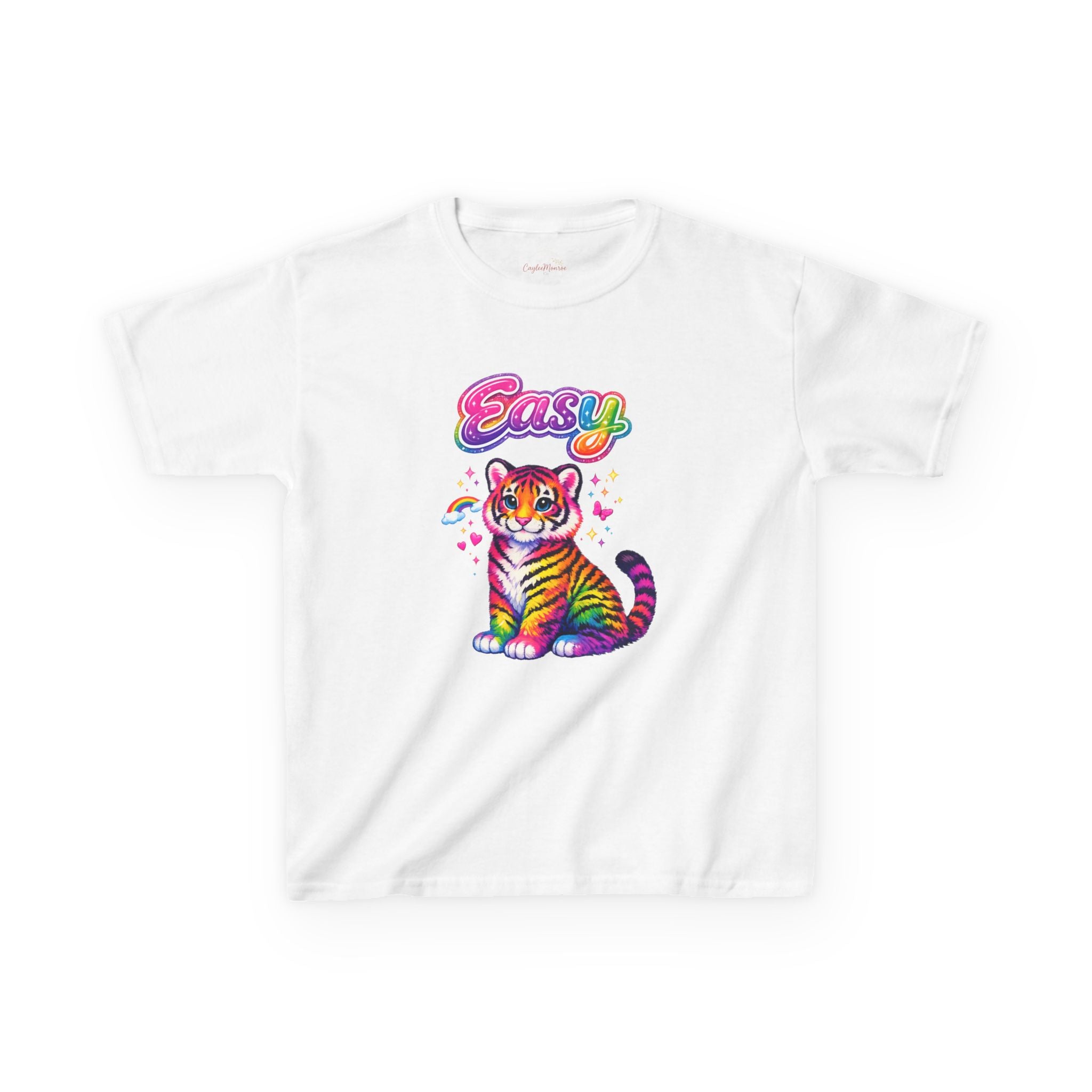 Kids Rainbow Tiger Tee — "Easy" Cute Colorful Youth T-Shirt