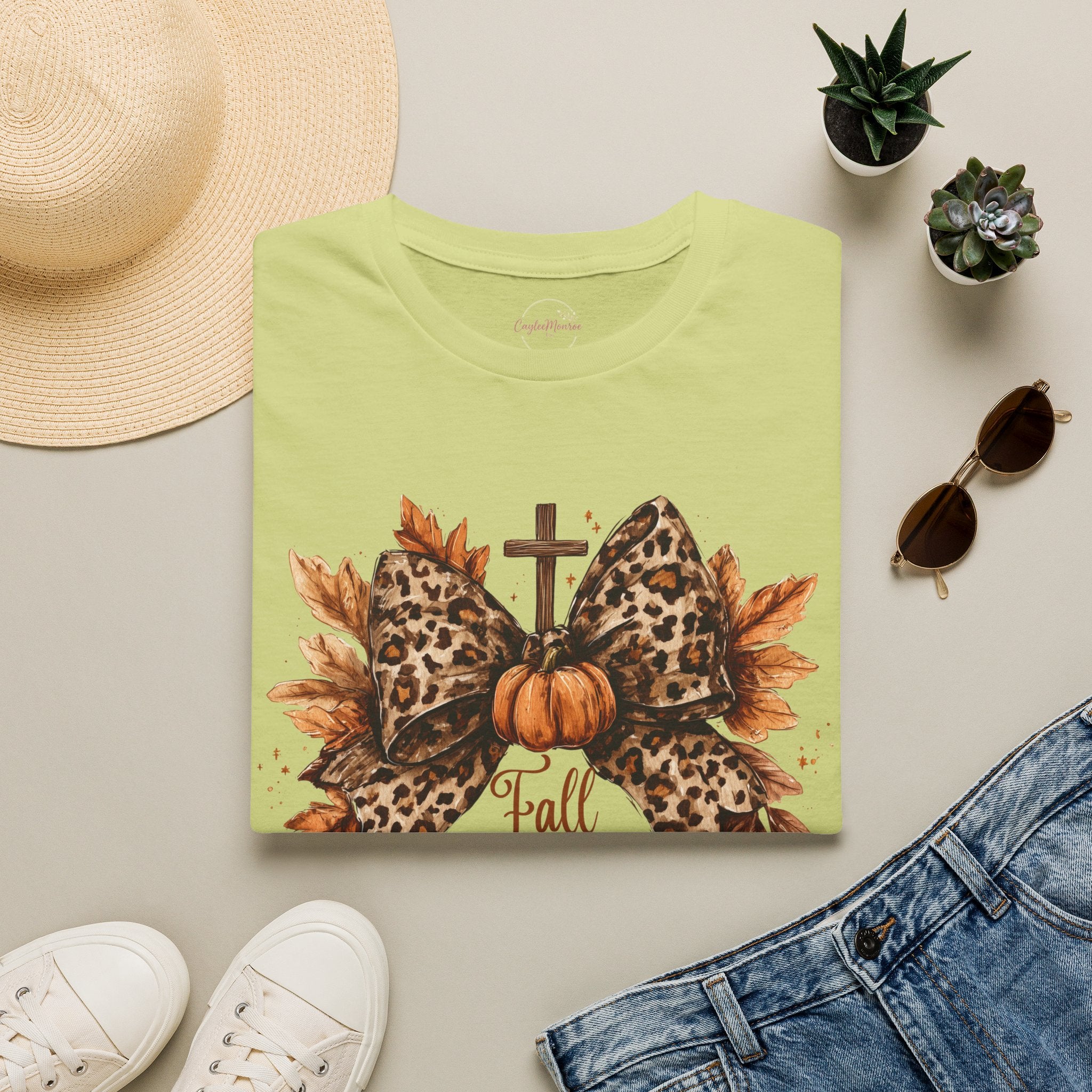 Fall for Jesus Leopard Bow T-Shirt