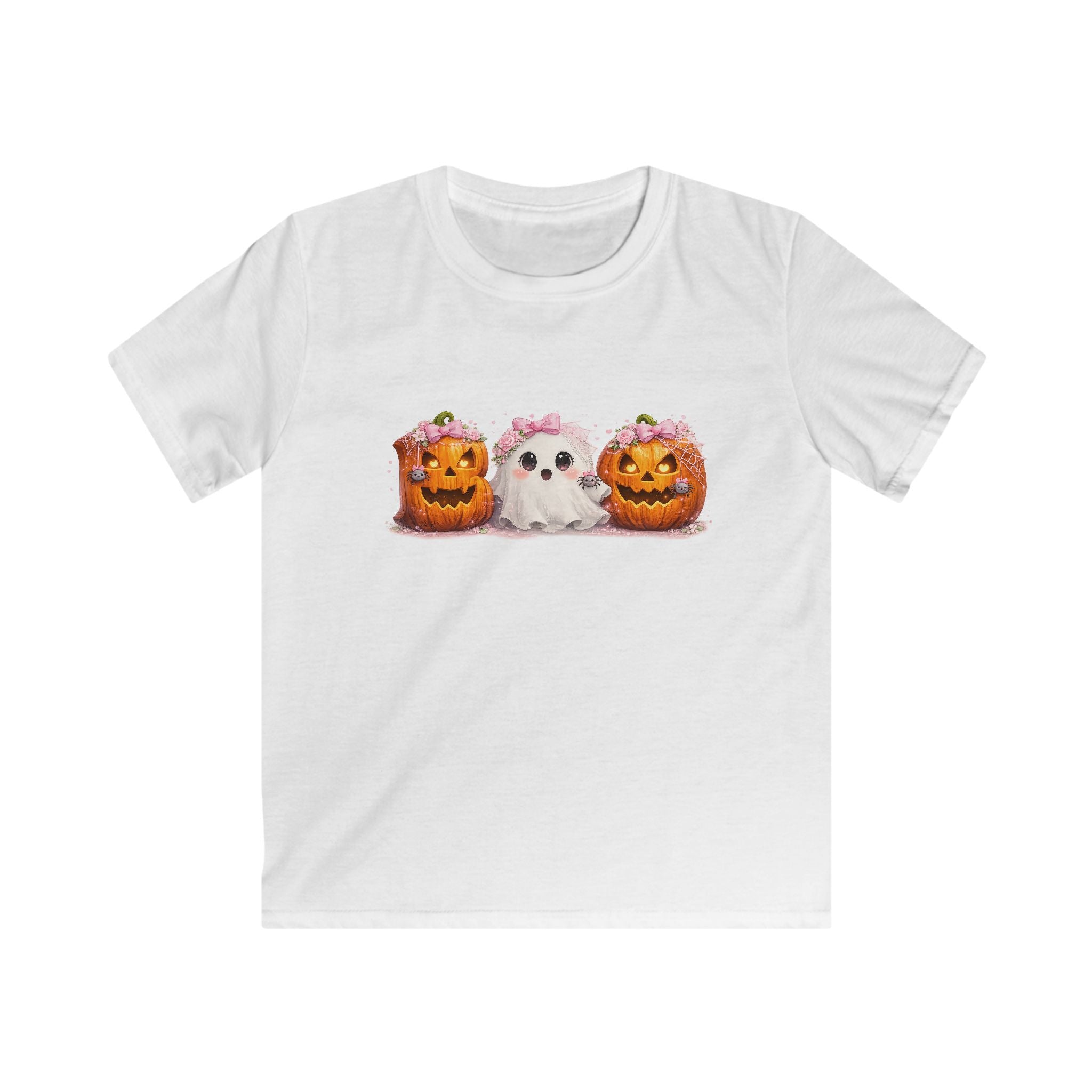 Kids Halloween Tee — Cute Ghost & Jack-o'-Lantern Pumpkins
