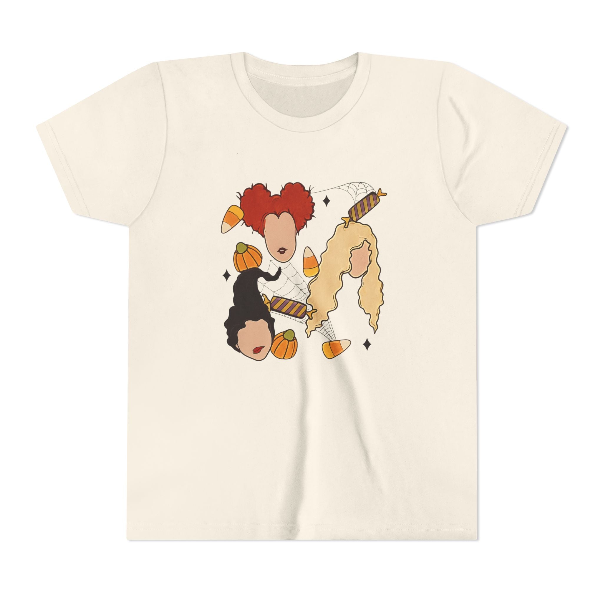 Hocus Pocus Girls Halloween Youth Tee — Sanderson Sisters Candy Corn Design