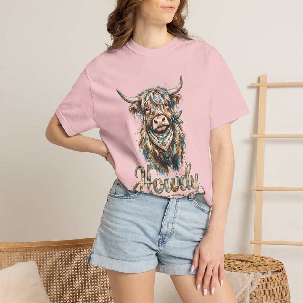 Howdy Highland Cow T-Shirt — Rustic Western Cow Graphic Tee