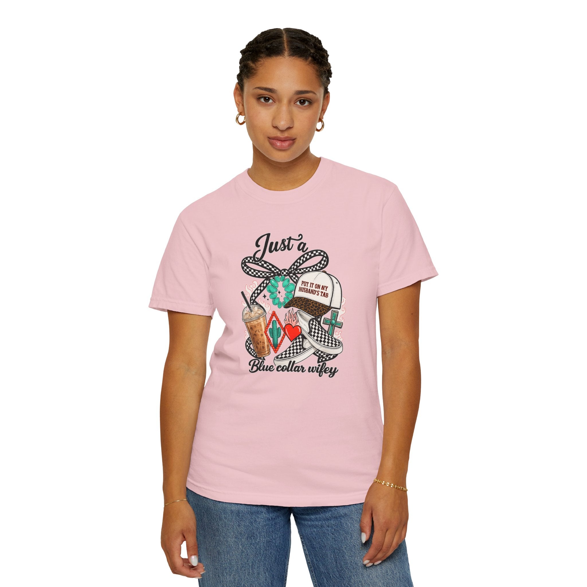 Blue Collar Wifey T-Shirt — "Just a Blue Collar Wifey" Graphic Tee