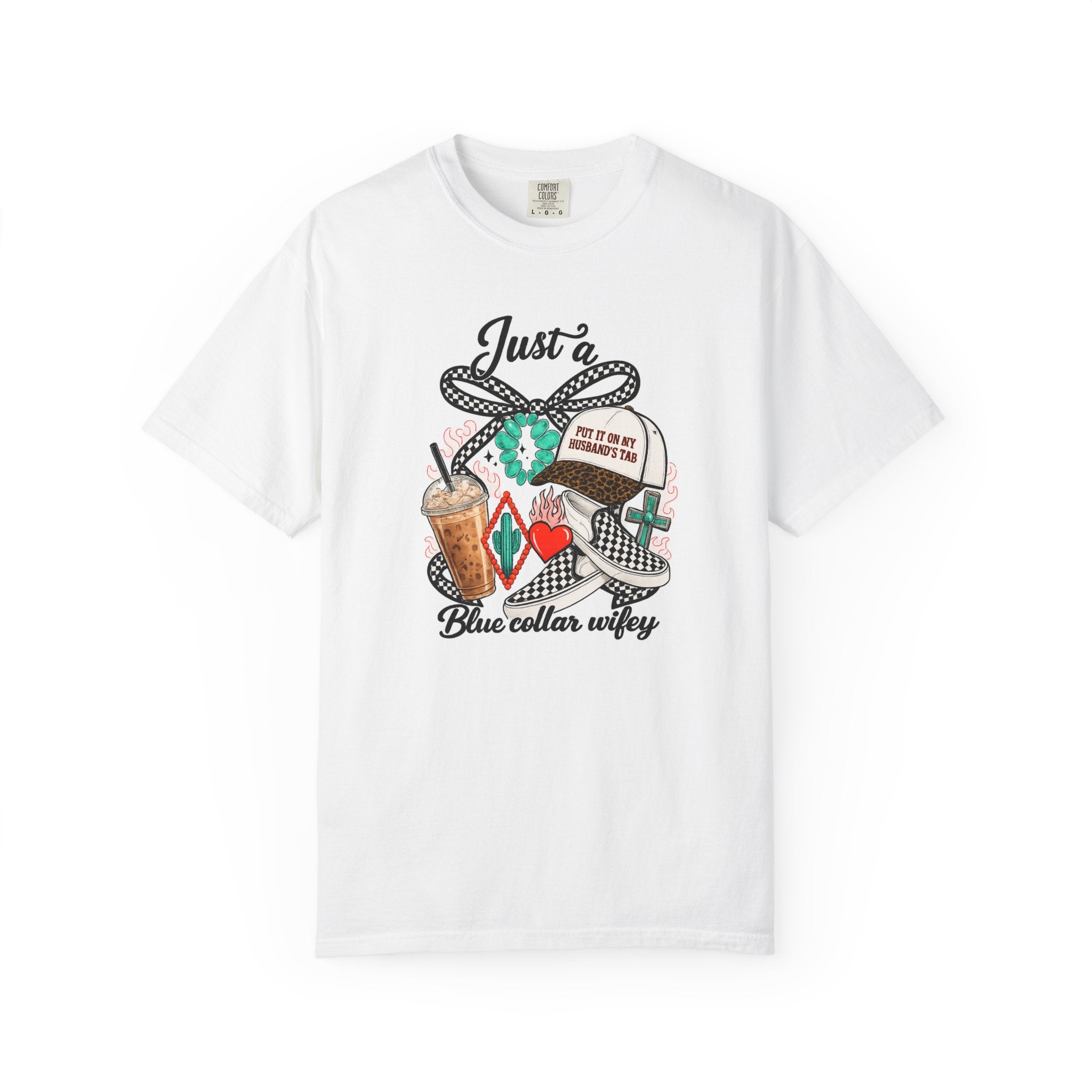 Blue Collar Wifey T-Shirt — "Just a Blue Collar Wifey" Graphic Tee
