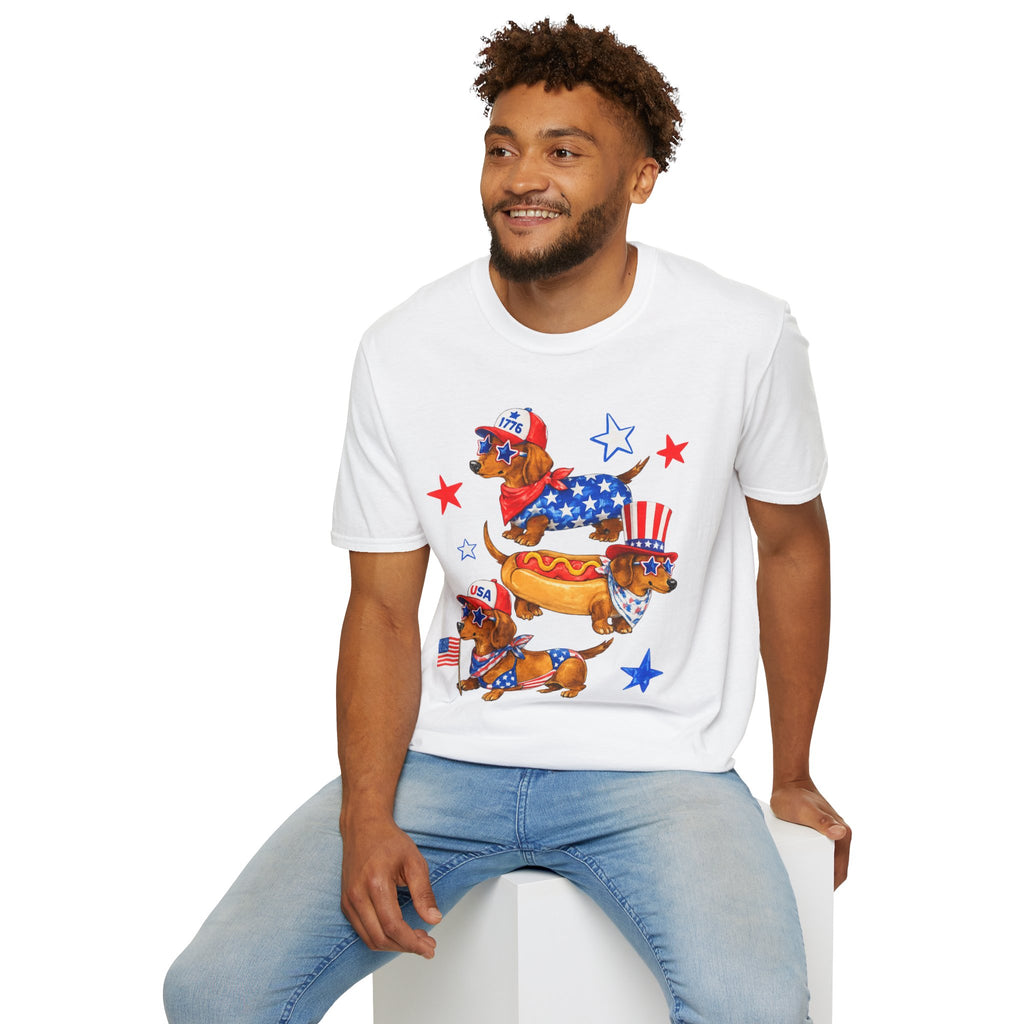 Patriotic Dachshund T-Shirt — 4th of July USA Hot Dog Dogs Tee