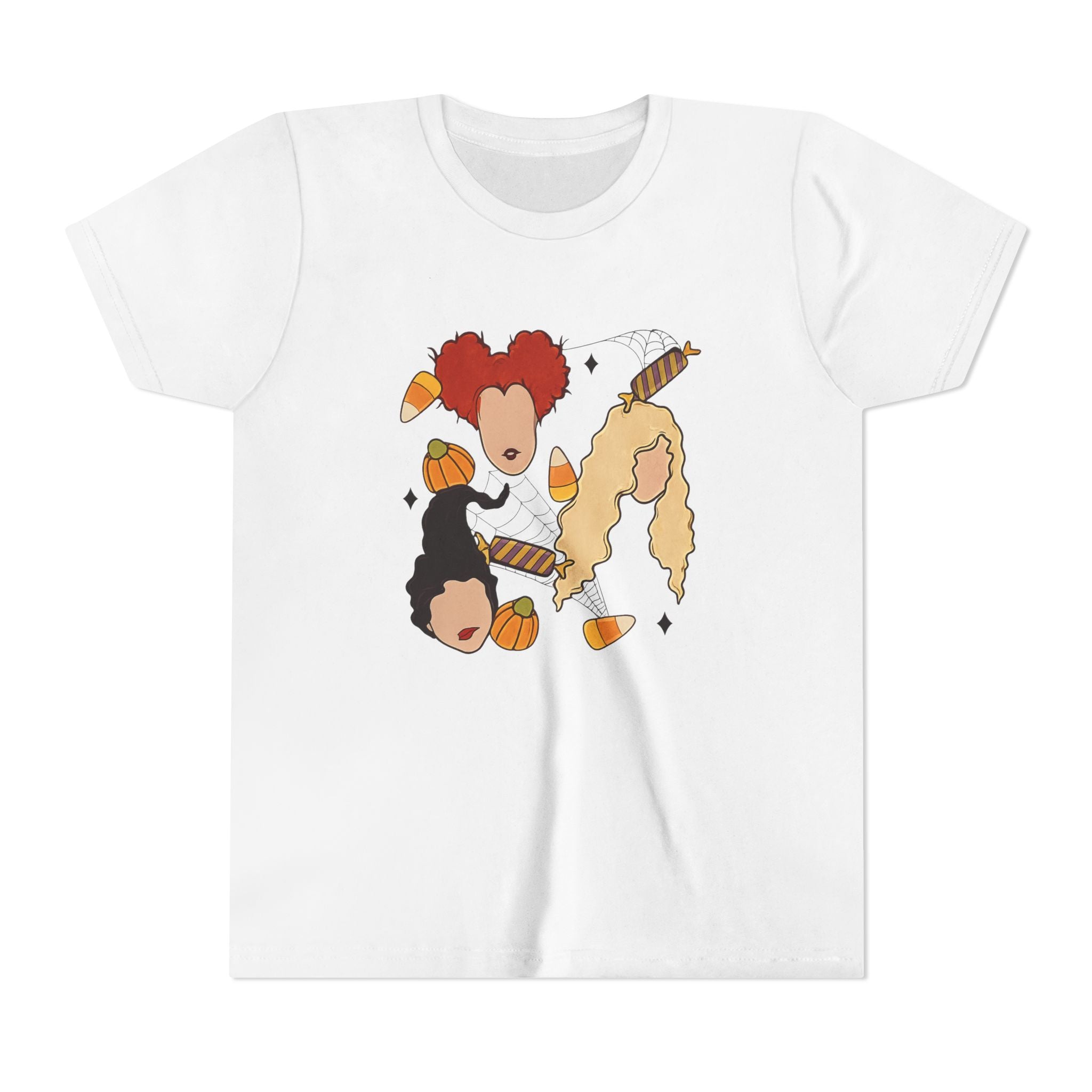 Hocus Pocus Girls Halloween Youth Tee — Sanderson Sisters Candy Corn Design