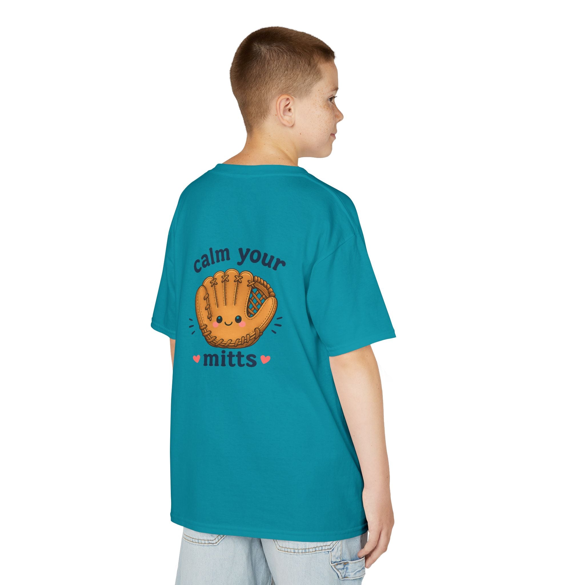 Kids T-Shirt — “Calm Your Mitts” Cute Baseball Glove Tee