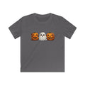 Kids Halloween Tee — Ghost Between Jack-O’-Lanterns