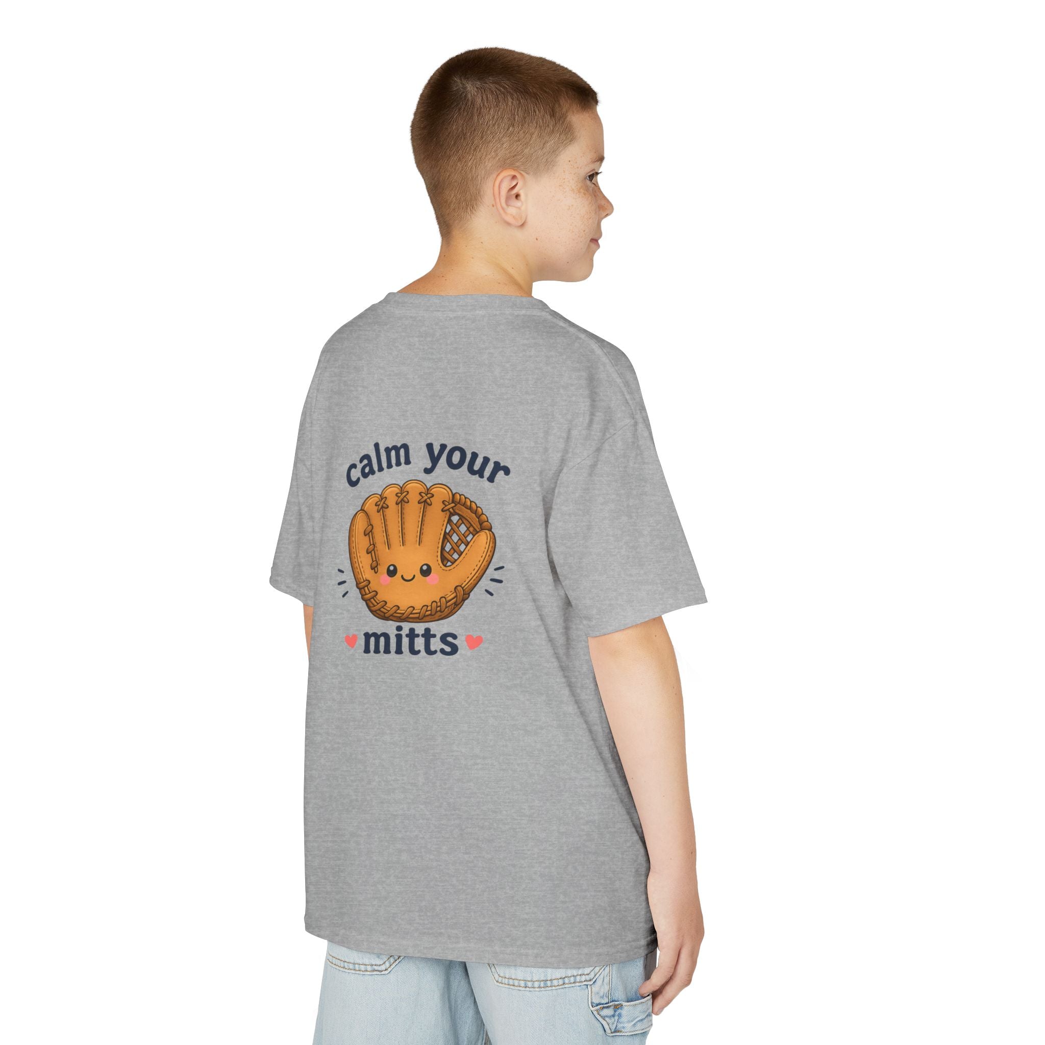 Kids T-Shirt — “Calm Your Mitts” Cute Baseball Glove Tee