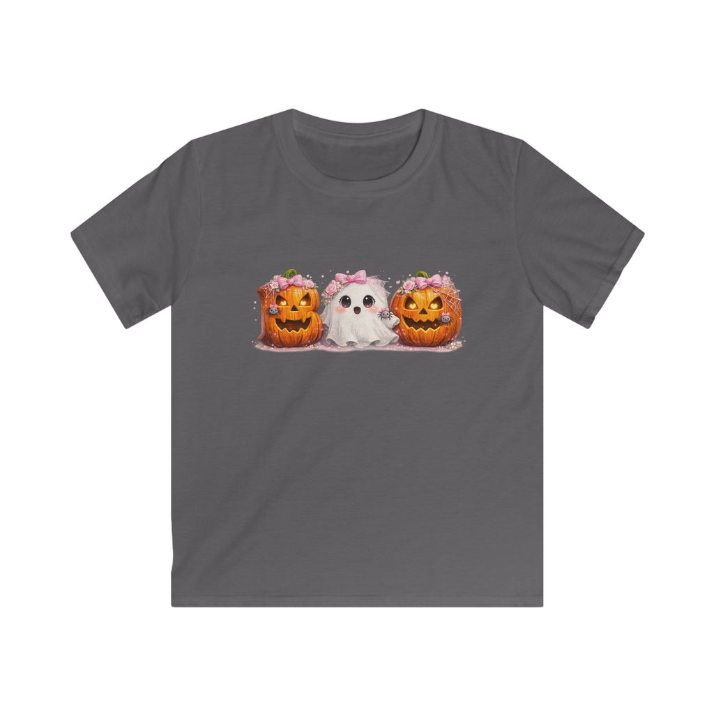 Kids Halloween Tee — Cute Ghost & Jack-o'-Lantern Pumpkins