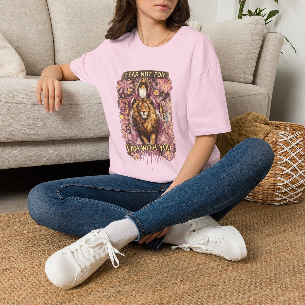Fear Not For I Am With You Lion T-Shirt — Inspirational Floral Christian Tee