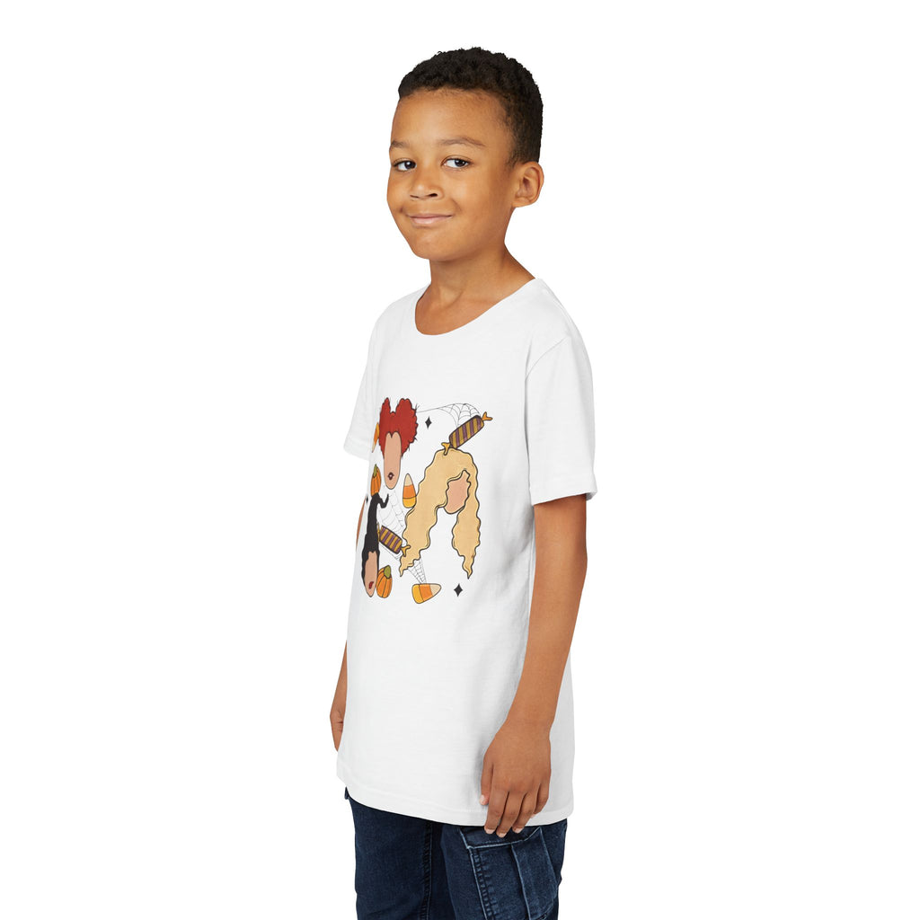 Hocus Pocus Girls Halloween Youth Tee — Sanderson Sisters Candy Corn Design