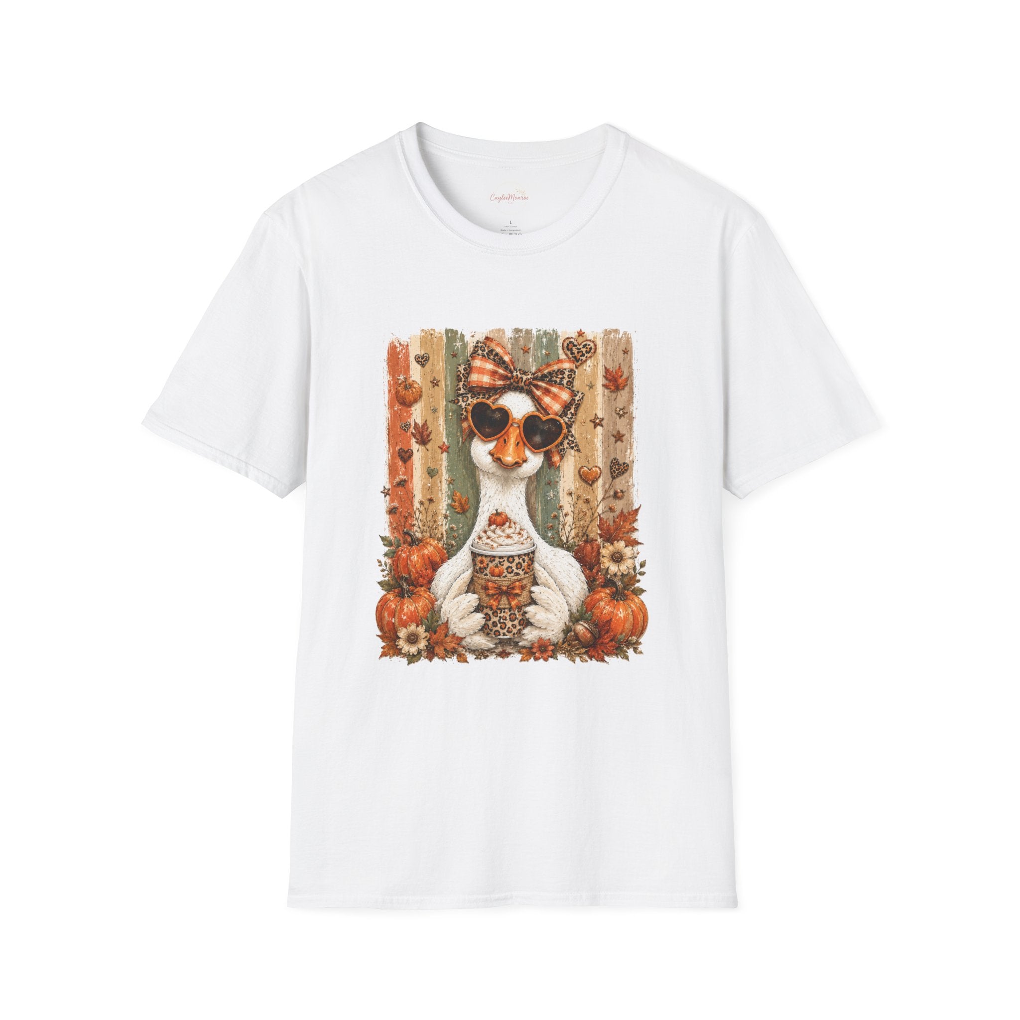 Autumn Goat Graphic T-Shirt — Cute Heart Sunglasses Fall Tee