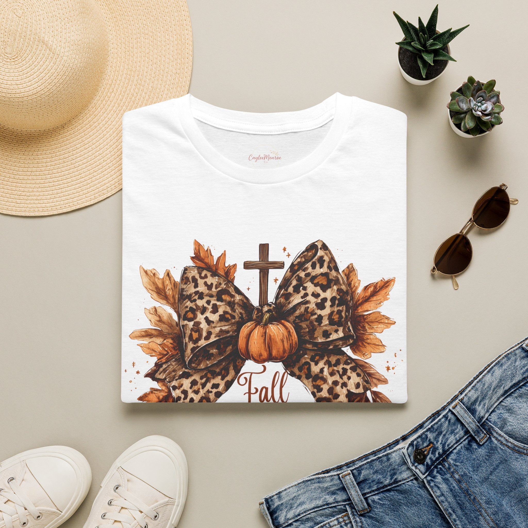 Fall for Jesus Leopard Bow T-Shirt