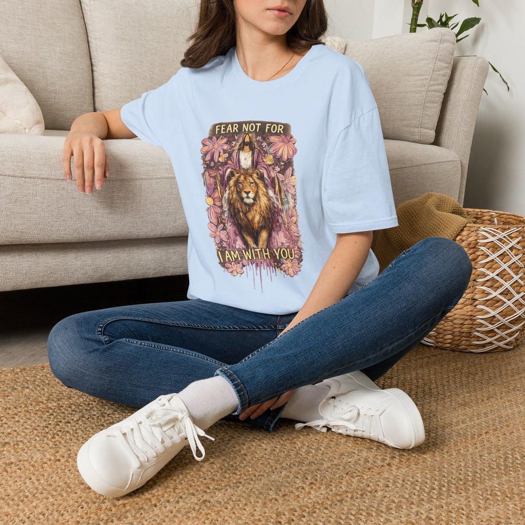 Fear Not For I Am With You Lion T-Shirt — Inspirational Floral Christian Tee