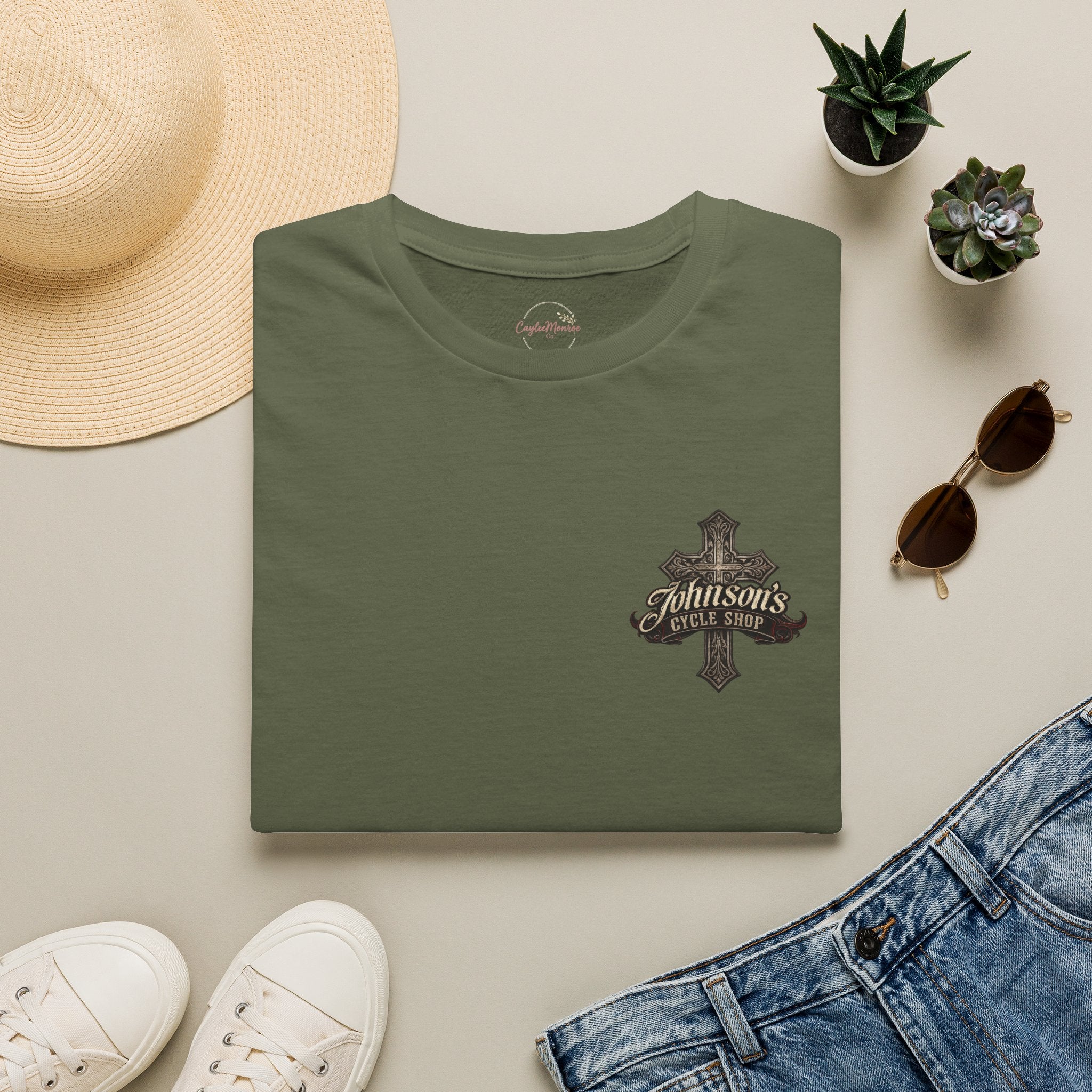 Cross Crest Logo T‑Shirt — Vintage Motorcycle Club Design