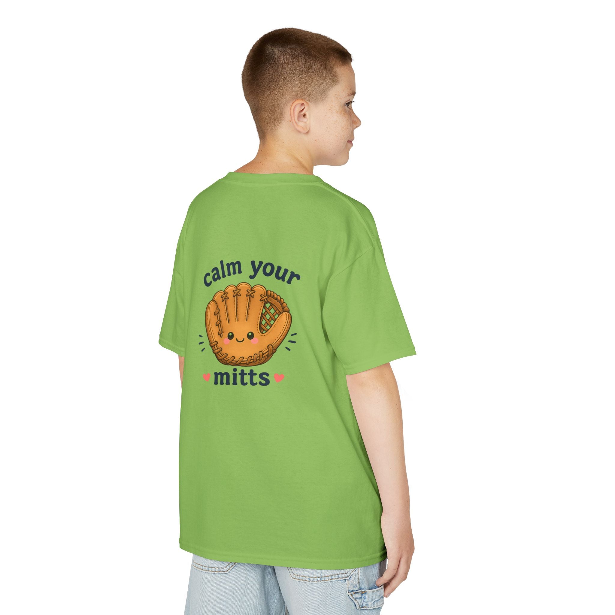 Kids T-Shirt — “Calm Your Mitts” Cute Baseball Glove Tee