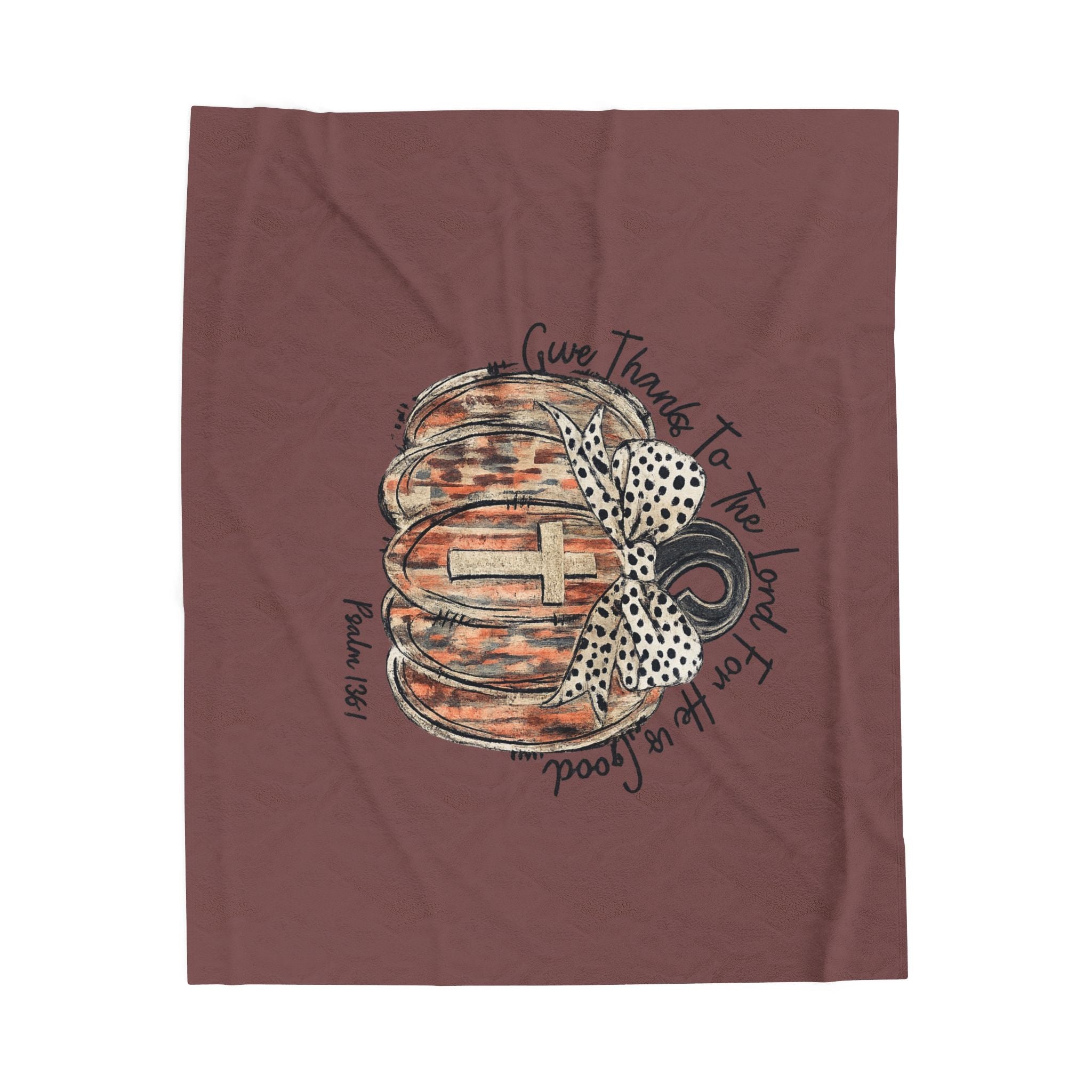 Thankful Pumpkin Velveteen Plush Blanket