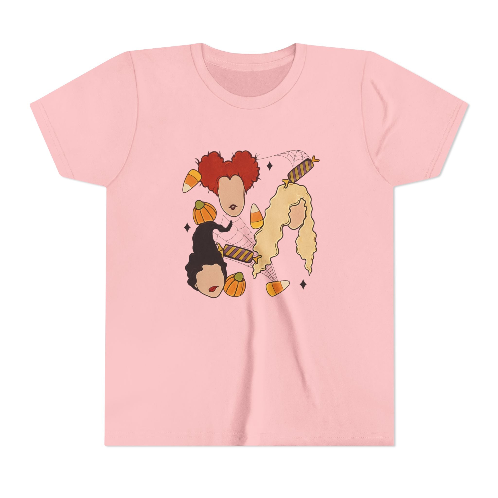 Hocus Pocus Girls Halloween Youth Tee — Sanderson Sisters Candy Corn Design
