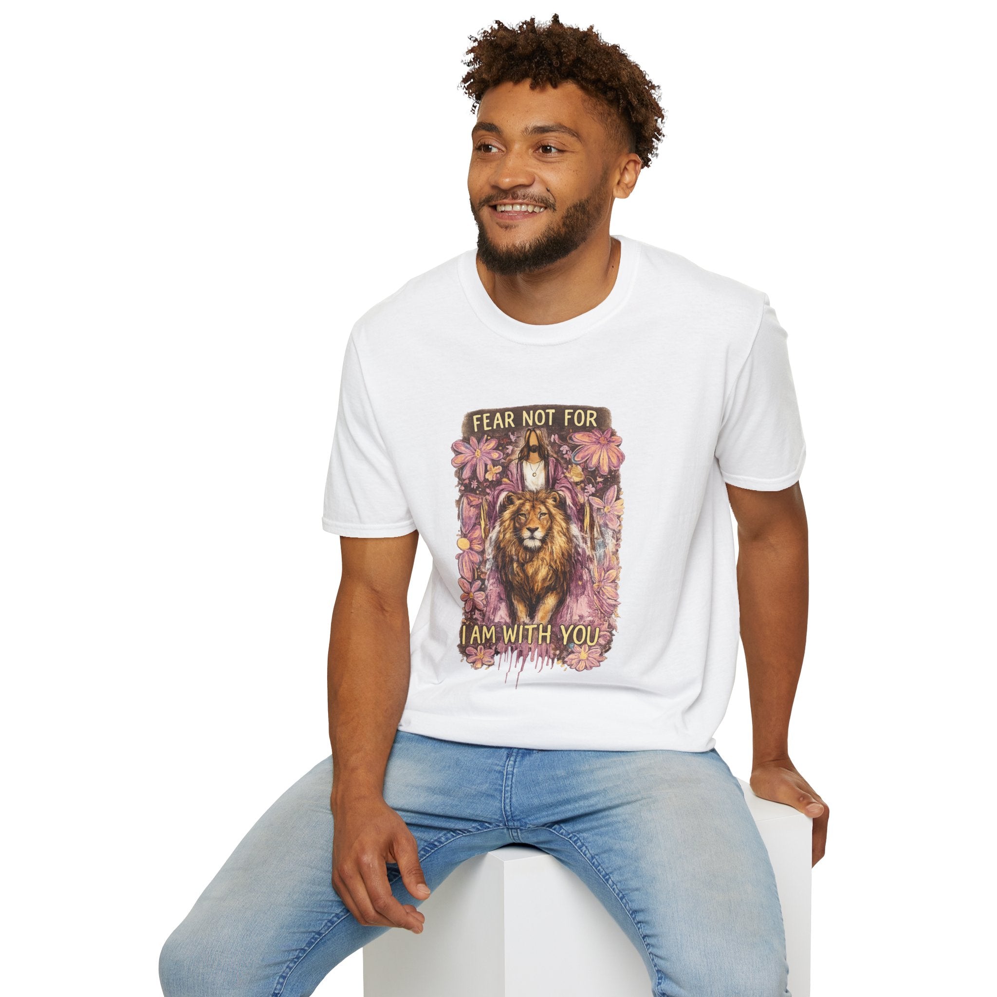 Fear Not For I Am With You Lion T-Shirt — Inspirational Floral Christian Tee