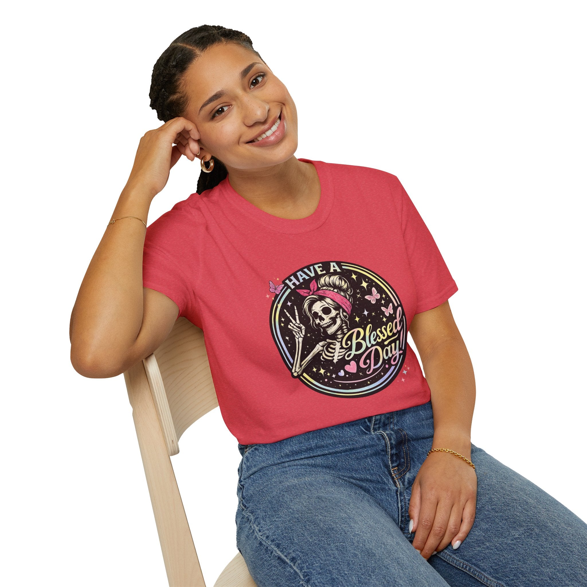 Have a Blessed Day Skull Tee — Retro Floral Skeleton Graphic T-Shirt