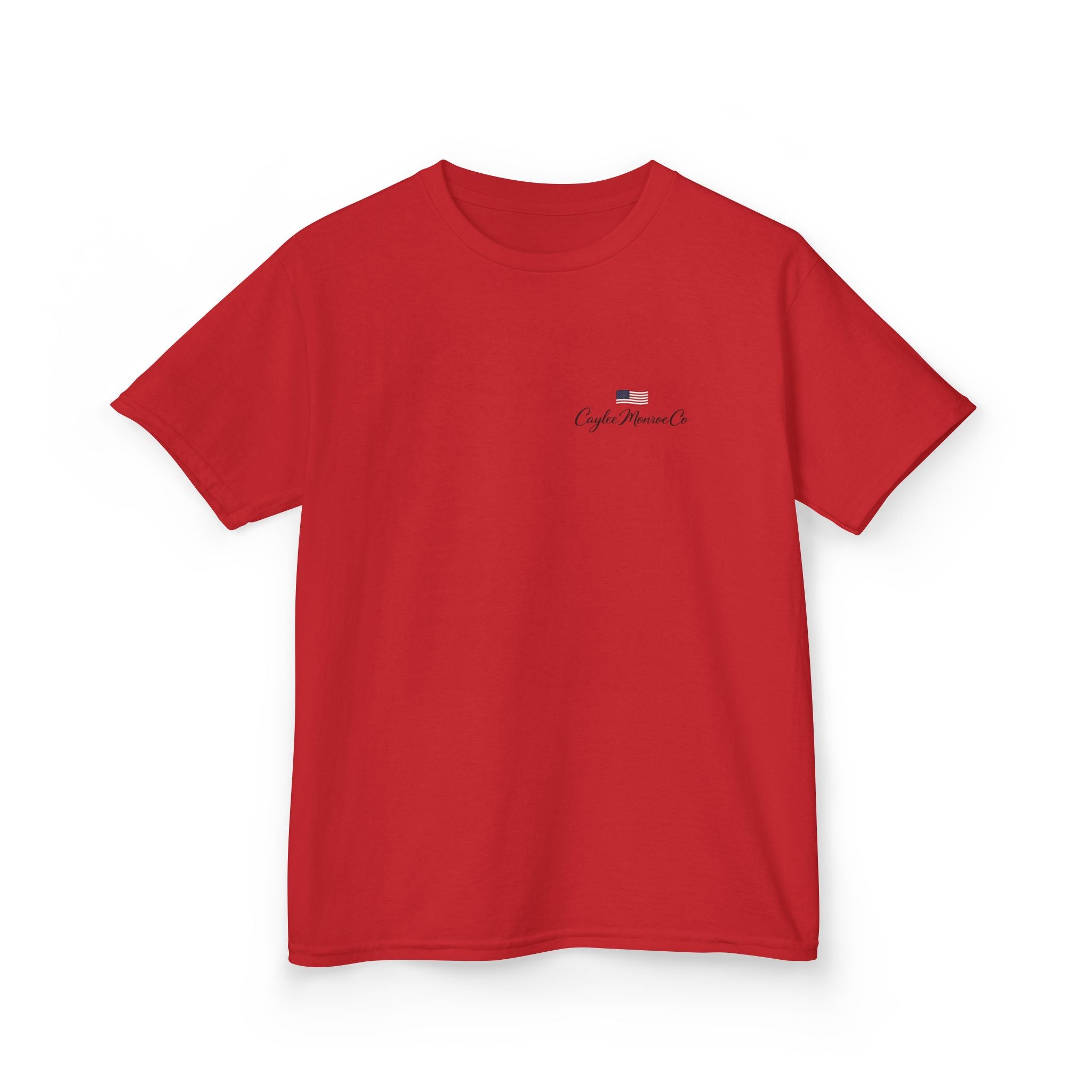 Kids T-Shirt — Patriotic Golden Doodle with American Flag (4th of July, Memorial Day)