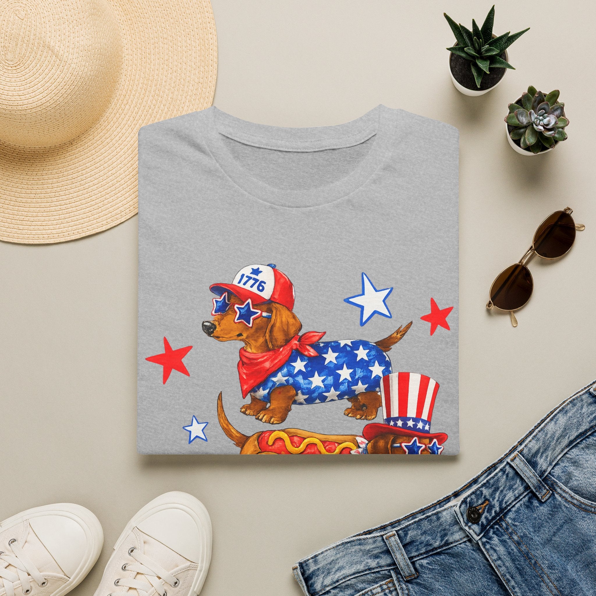 Patriotic Dachshund T-Shirt — 4th of July USA Hot Dog Dogs Tee