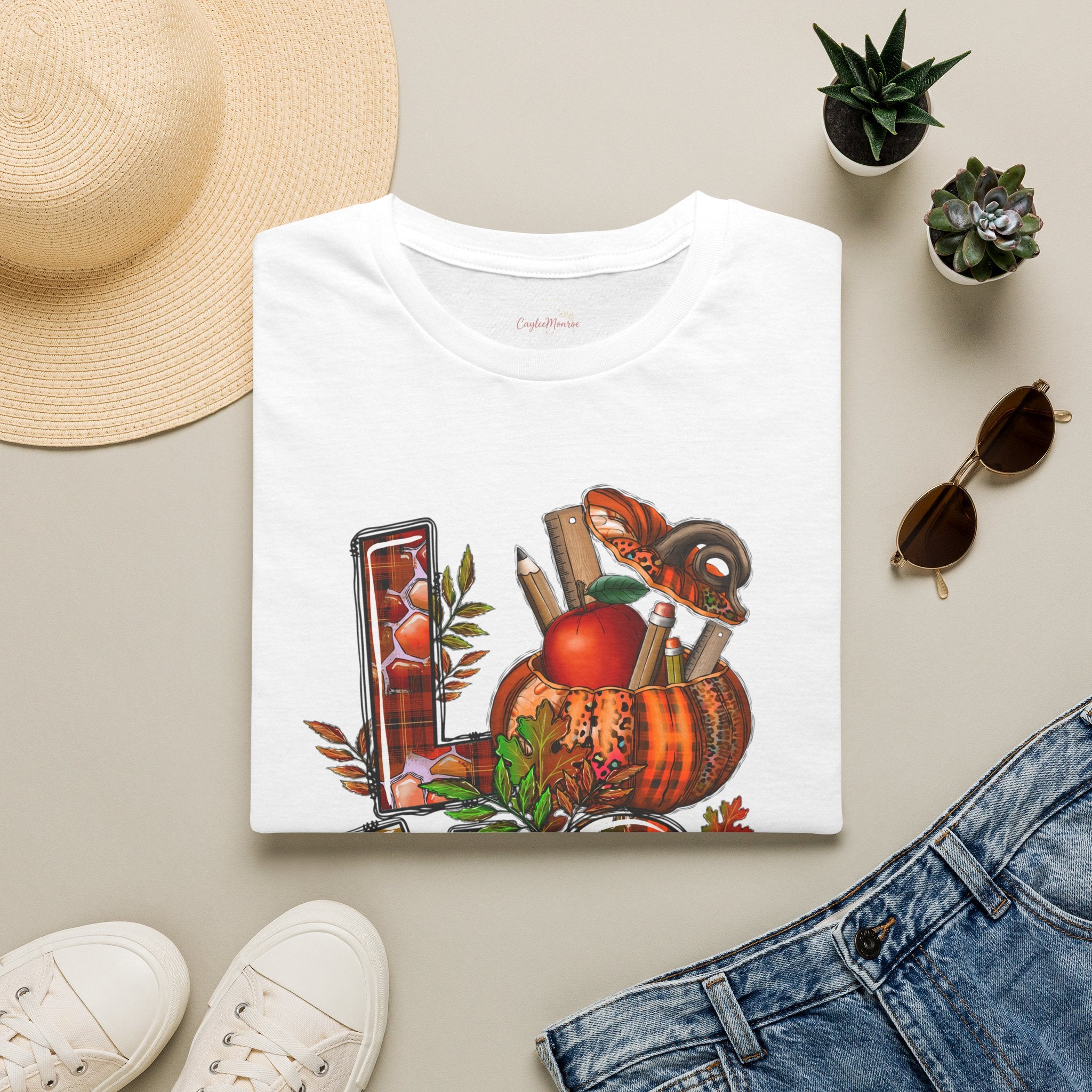 Fall Love T-Shirt — Autumn Pumpkin, Apples & Mushrooms Cozy Graphic Tee