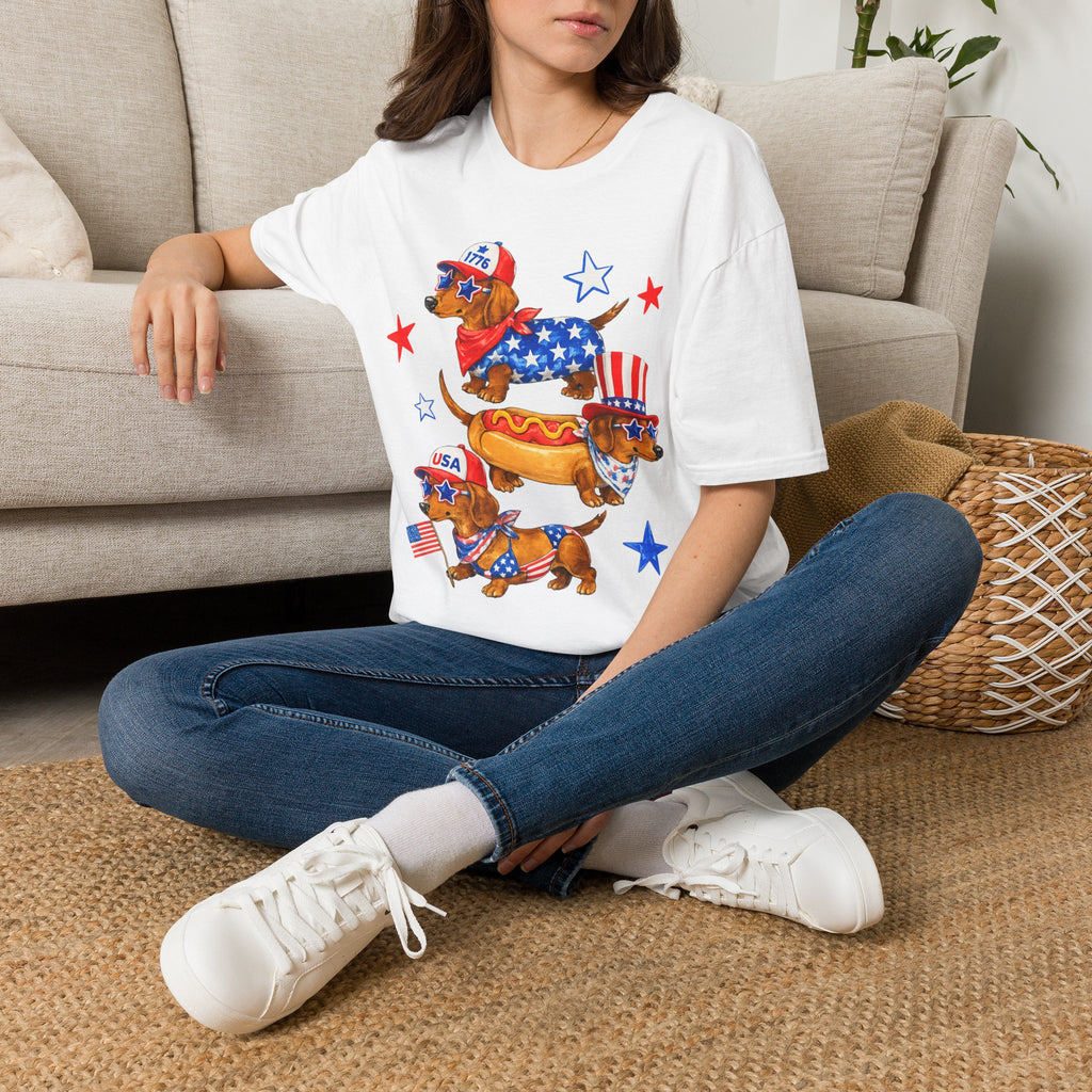 Patriotic Dachshund T-Shirt — 4th of July USA Hot Dog Dogs Tee