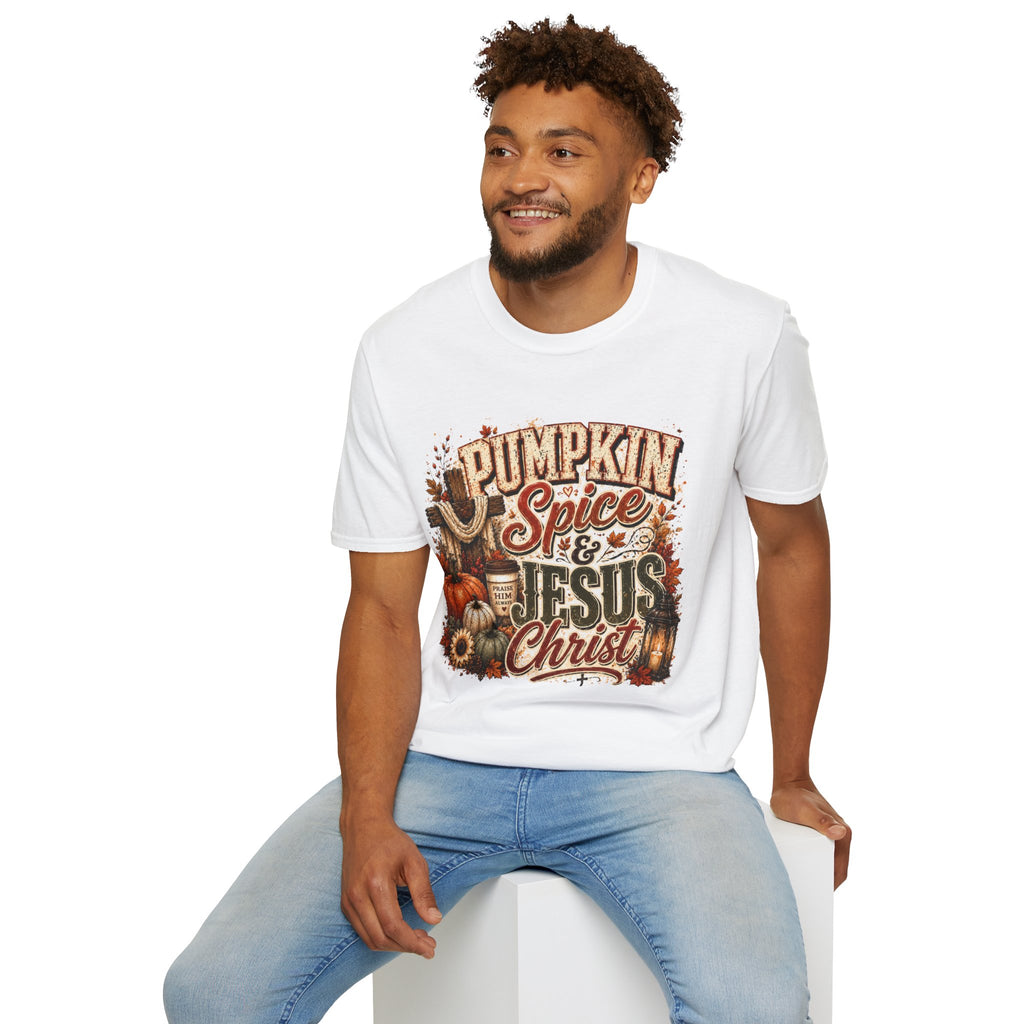 Pumpkin Spice & Jesus Christ T‑Shirt — Fall Faith Graphic Tee