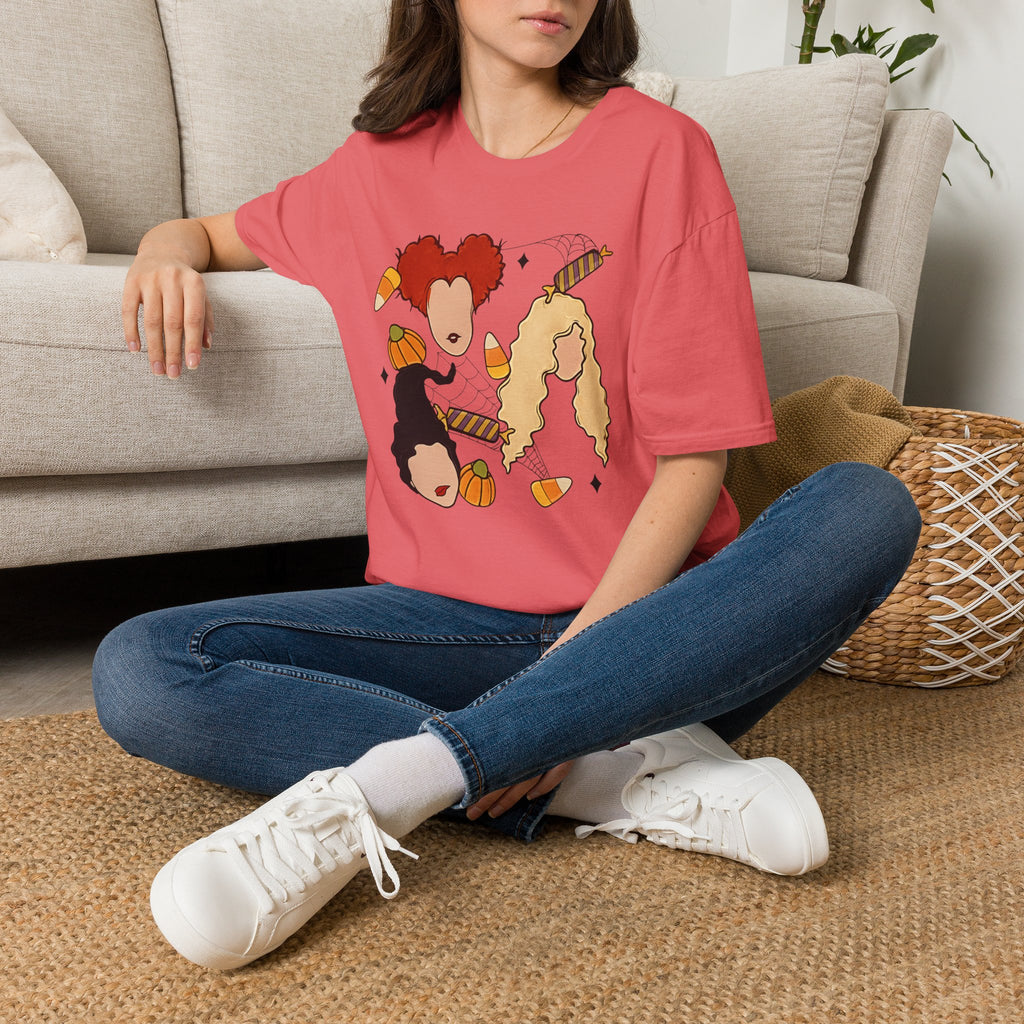 Halloween Sanderson Sisters T-Shirt – Witches Trio Pumpkin Candy Corn Design
