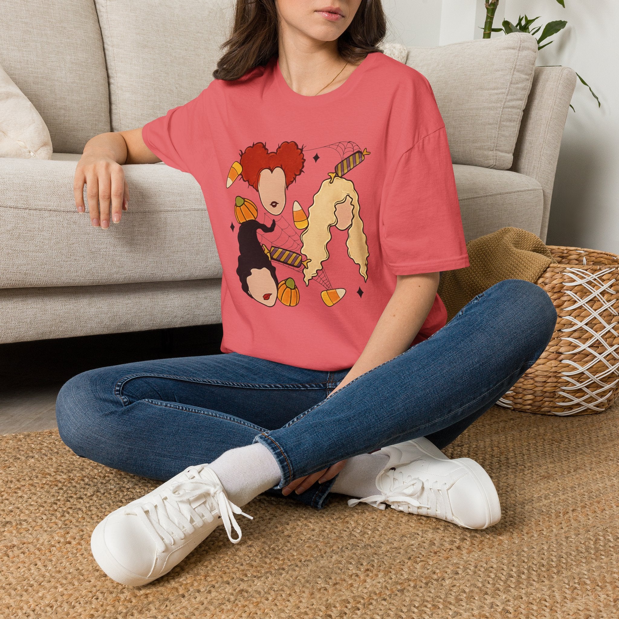 Halloween Sanderson Sisters T-Shirt – Witches Trio Pumpkin Candy Corn Design