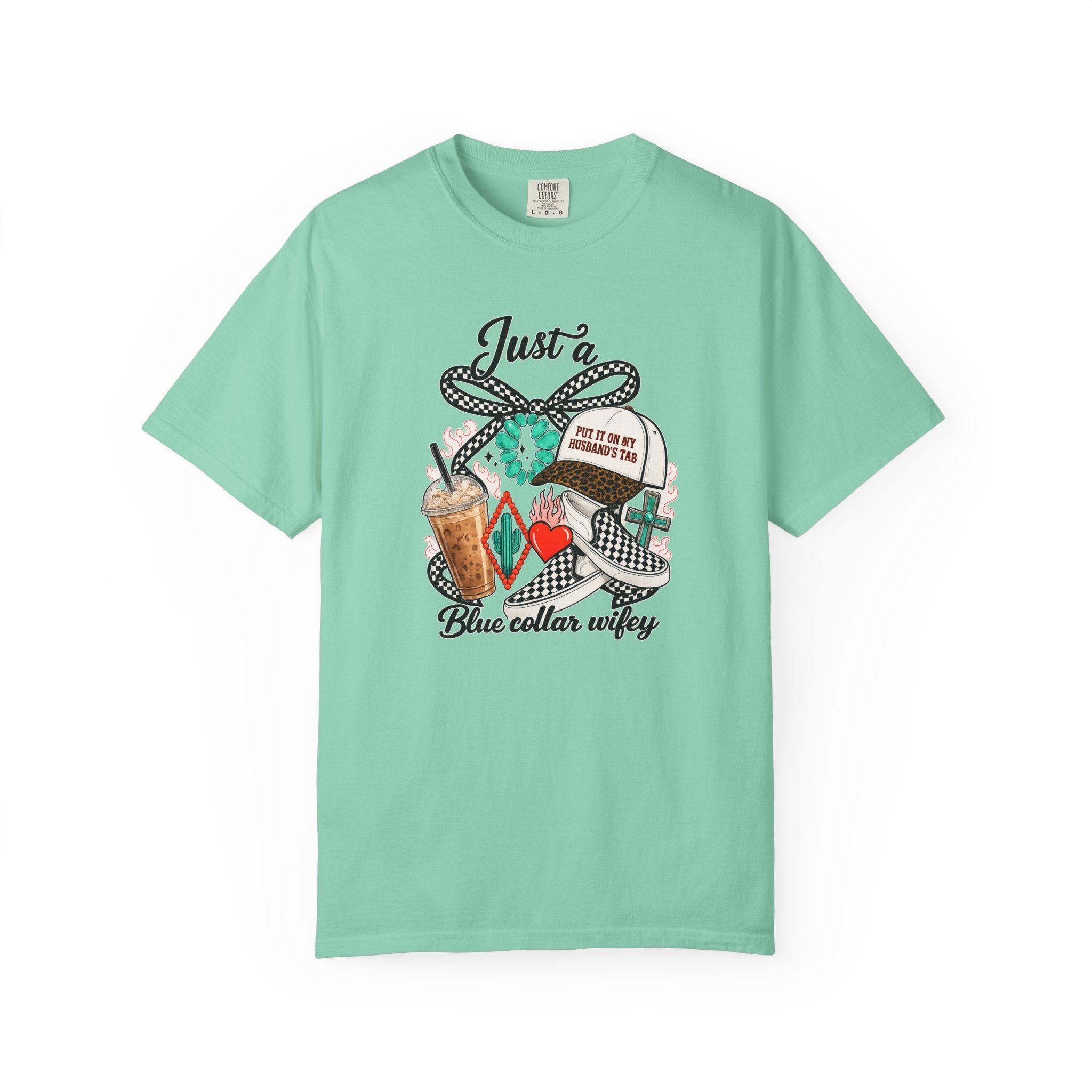 Blue Collar Wifey T-Shirt — "Just a Blue Collar Wifey" Graphic Tee