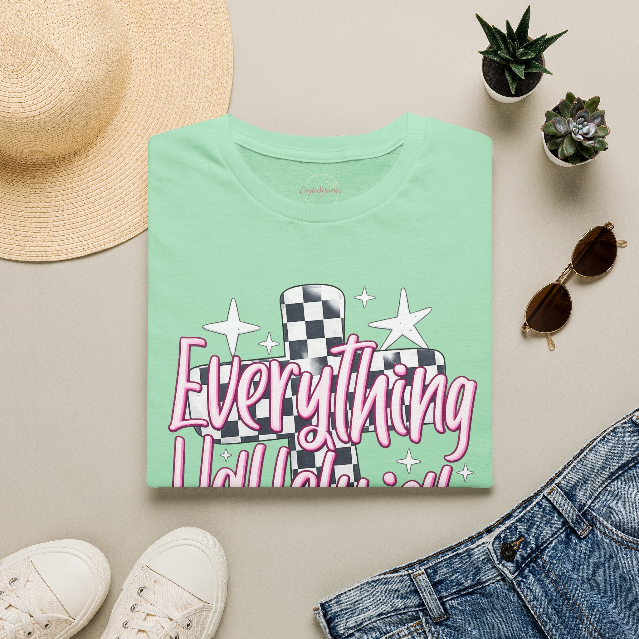 Everything Hallelujah T-Shirt — Retro Checker Heart Graphic Tee