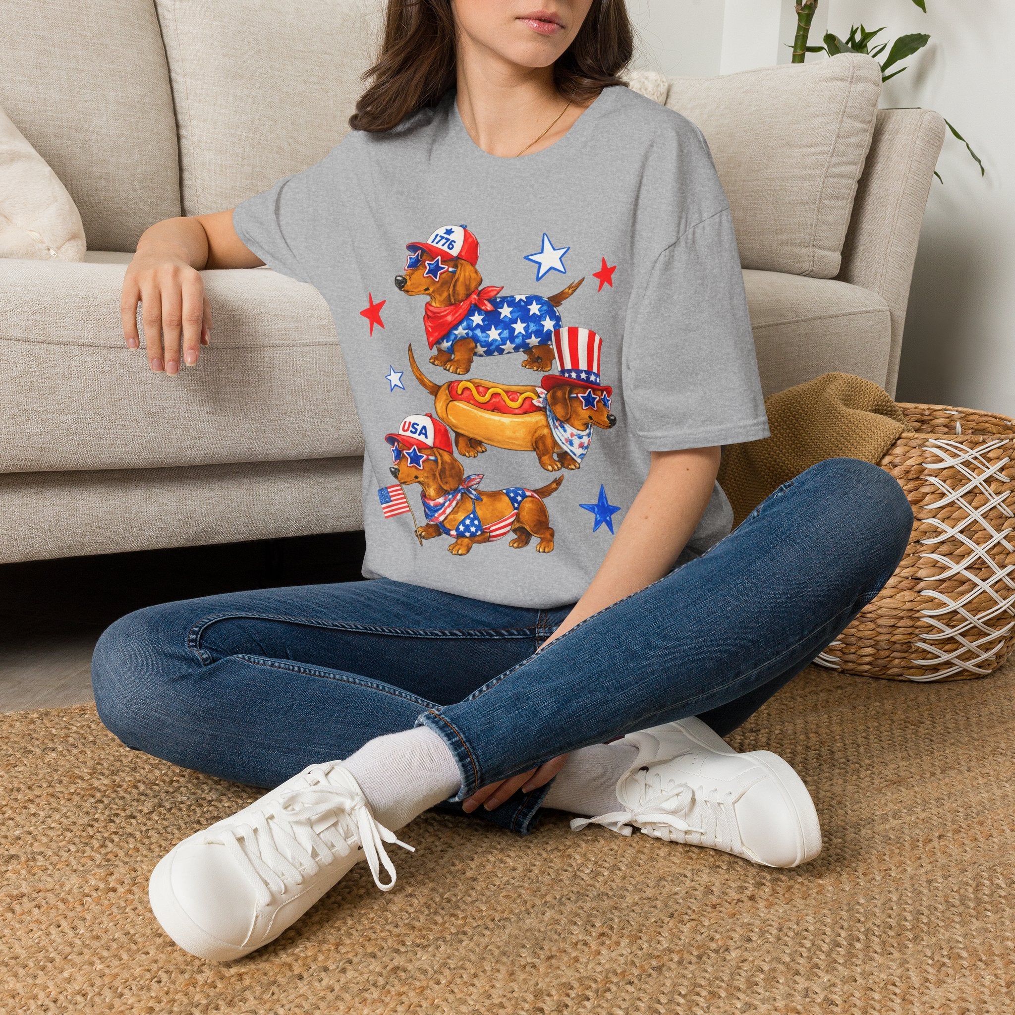 Patriotic Dachshund T-Shirt — 4th of July USA Hot Dog Dogs Tee
