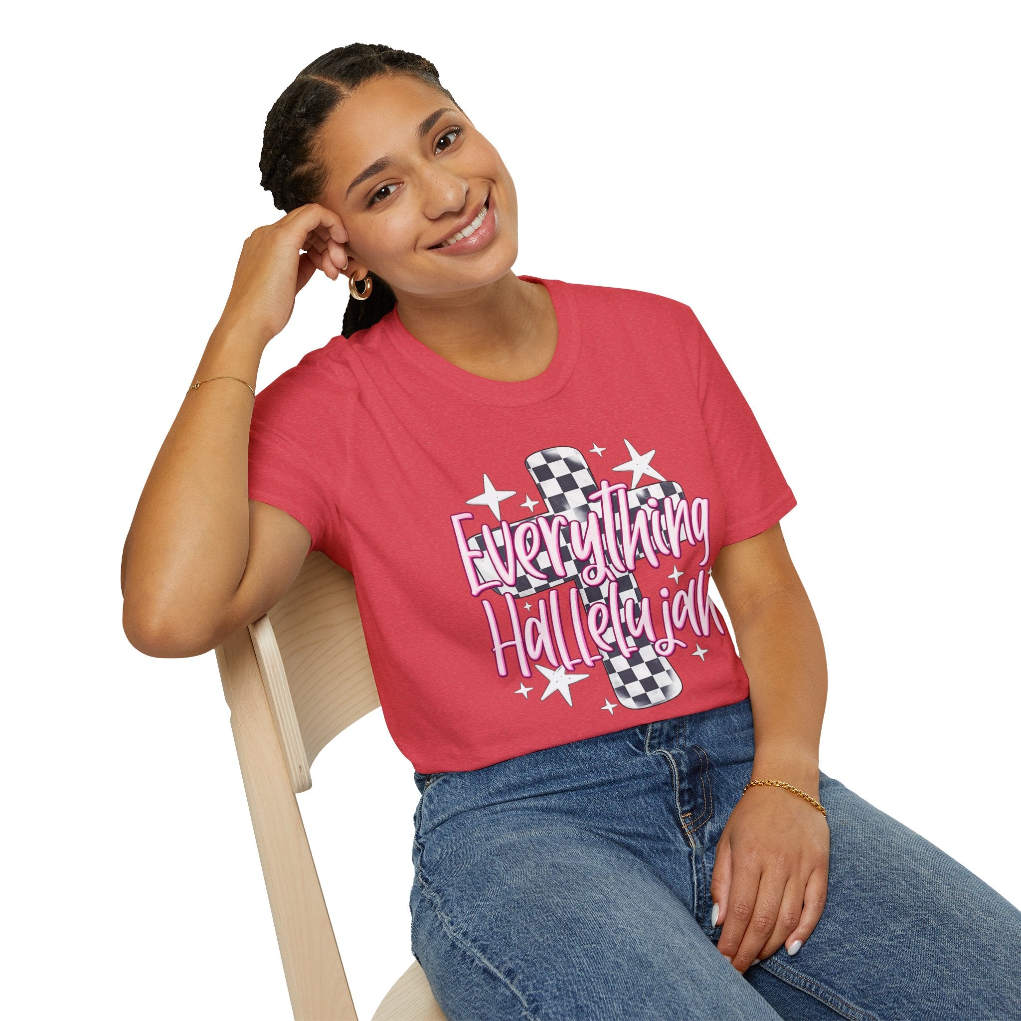 Everything Hallelujah T-Shirt — Retro Checker Heart Graphic Tee