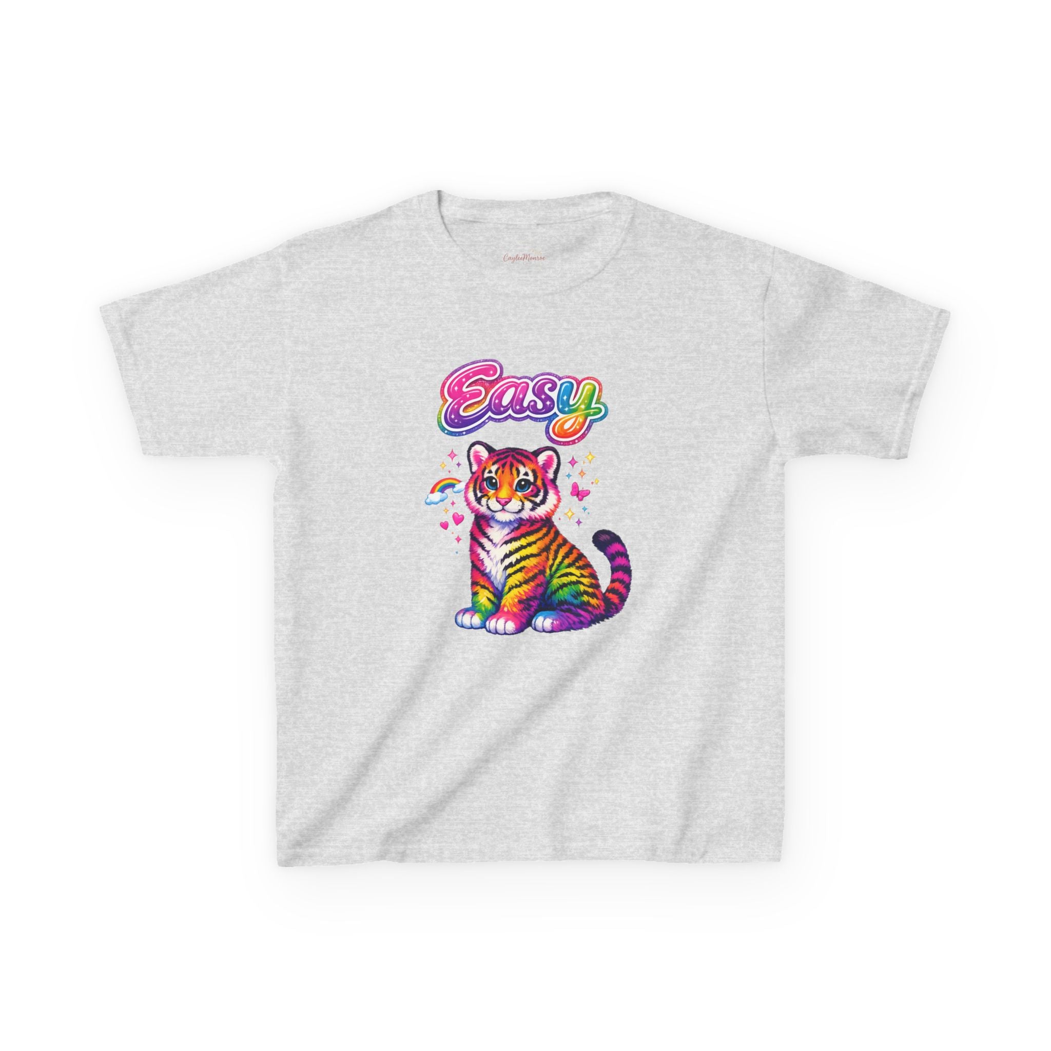 Kids Rainbow Tiger Tee — "Easy" Cute Colorful Youth T-Shirt