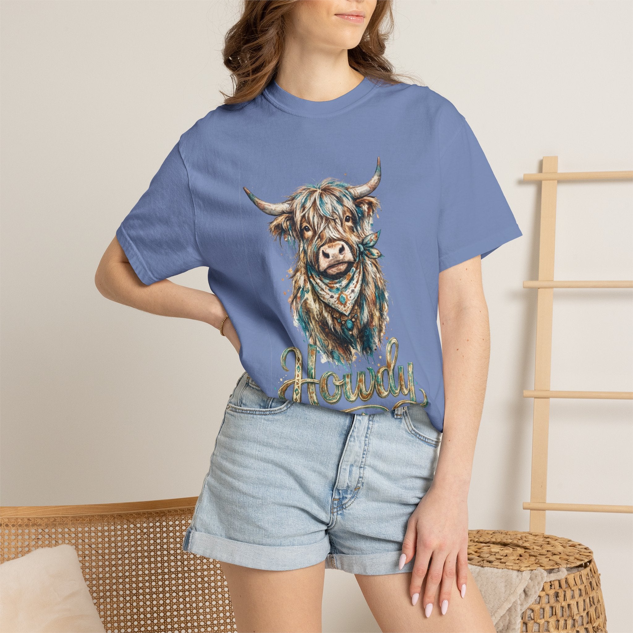 Howdy Highland Cow T-Shirt — Rustic Western Cow Graphic Tee
