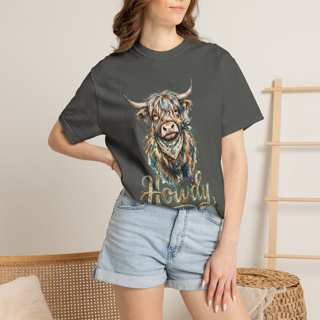 Howdy Highland Cow T-Shirt — Rustic Western Cow Graphic Tee