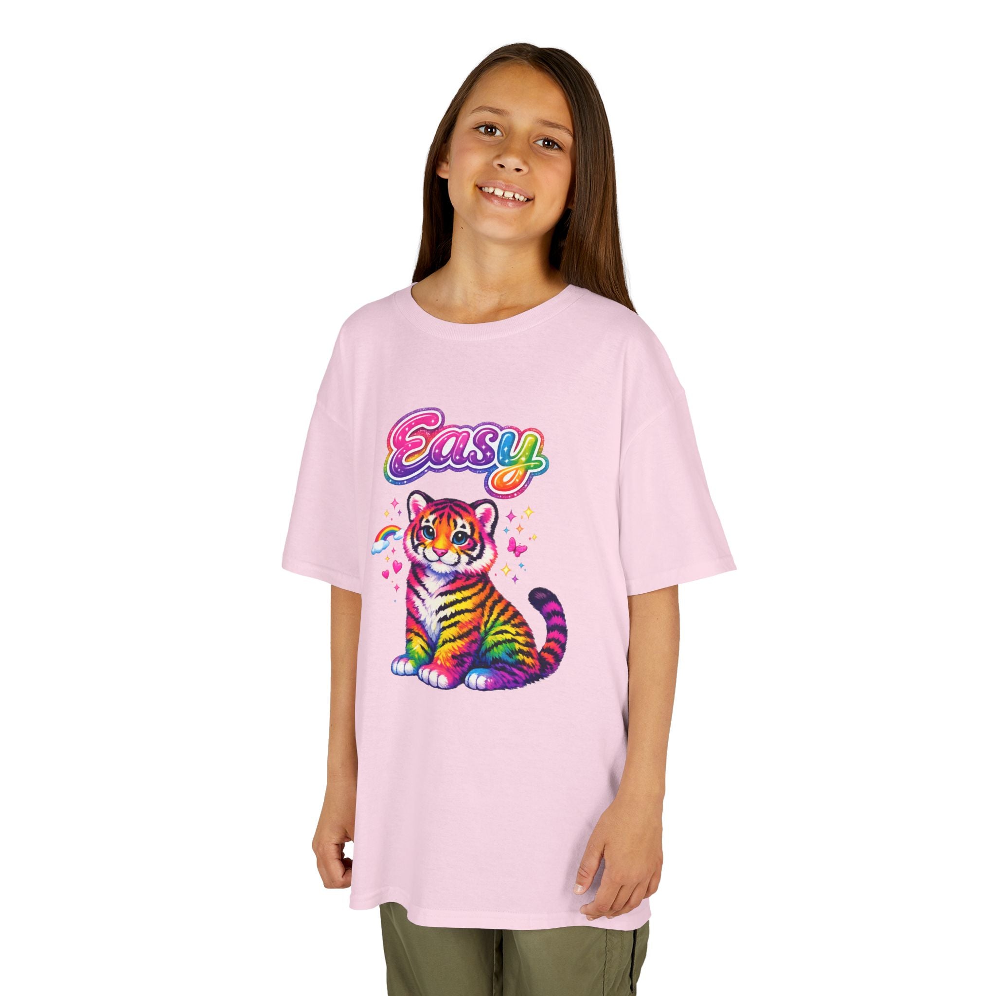 Kids Rainbow Tiger Tee — "Easy" Cute Colorful Youth T-Shirt