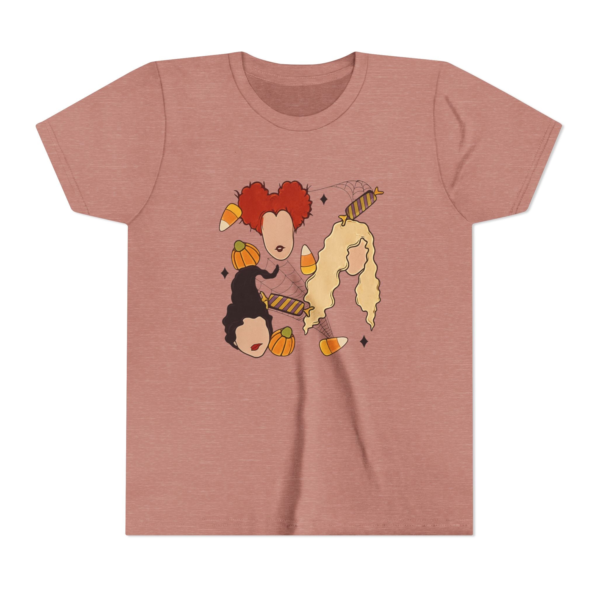 Hocus Pocus Girls Halloween Youth Tee — Sanderson Sisters Candy Corn Design
