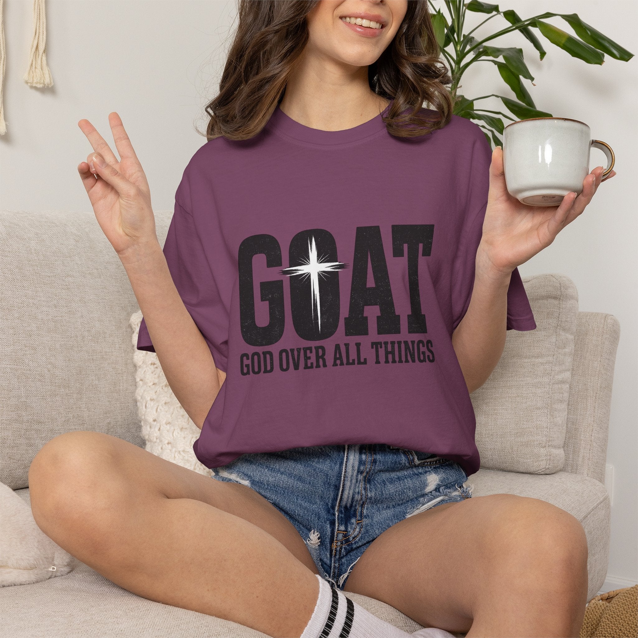 GOAT Christian T-Shirt — "God Over All Things" Inspirational Faith Tee