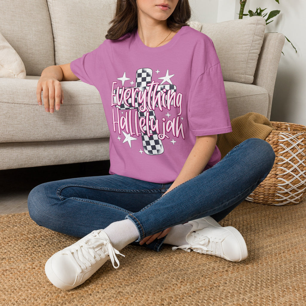 Everything Hallelujah T-Shirt — Retro Checker Heart Graphic Tee