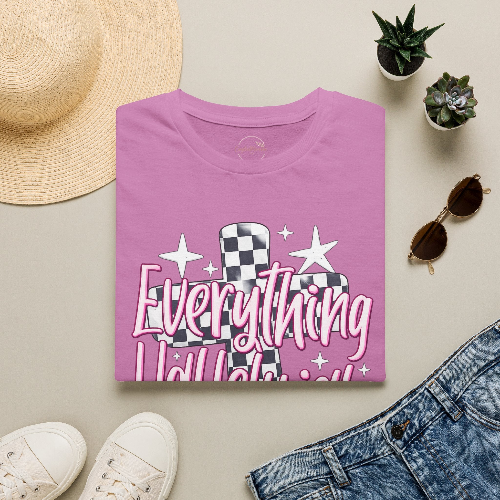 Everything Hallelujah T-Shirt — Retro Checker Heart Graphic Tee