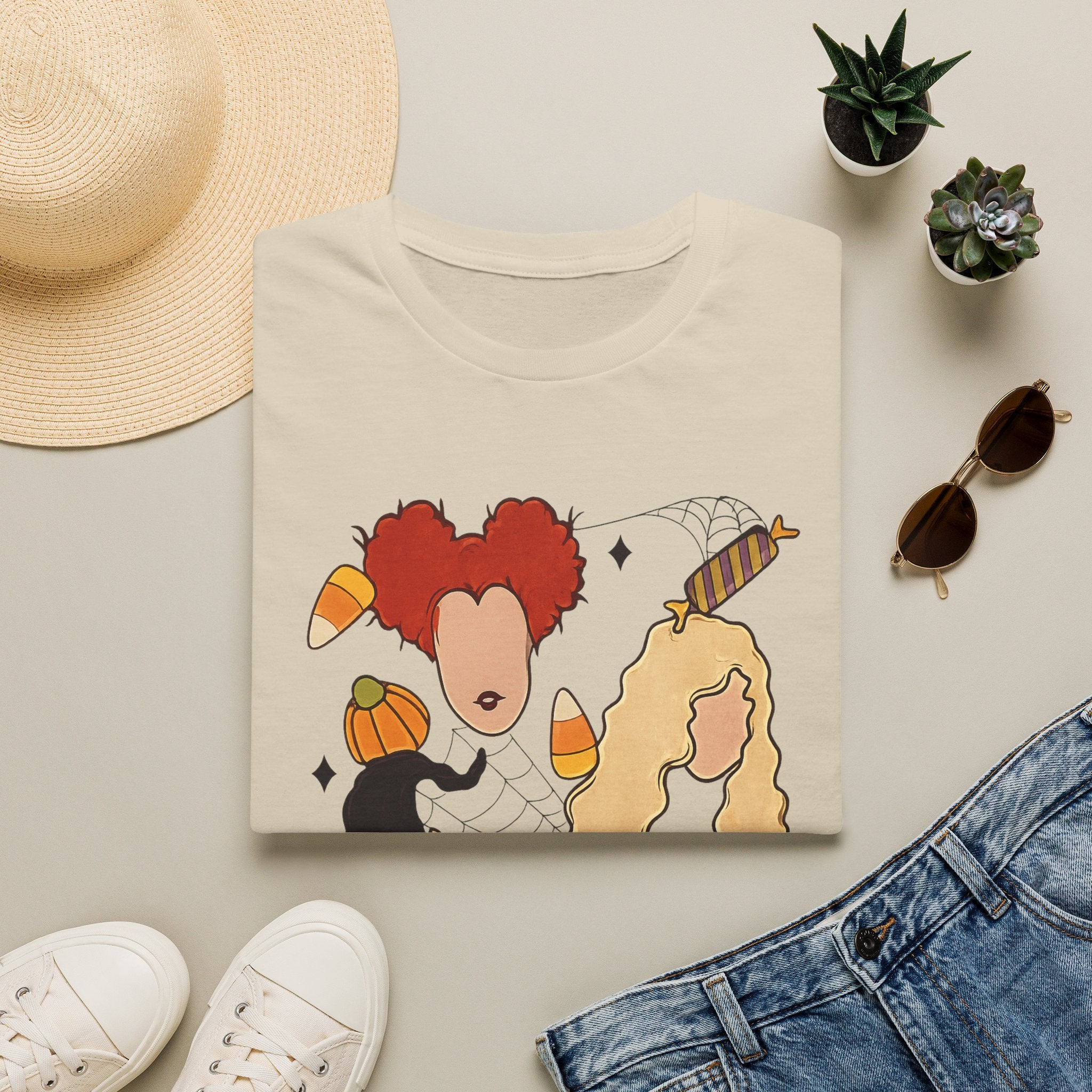 Halloween Sanderson Sisters T-Shirt – Witches Trio Pumpkin Candy Corn Design